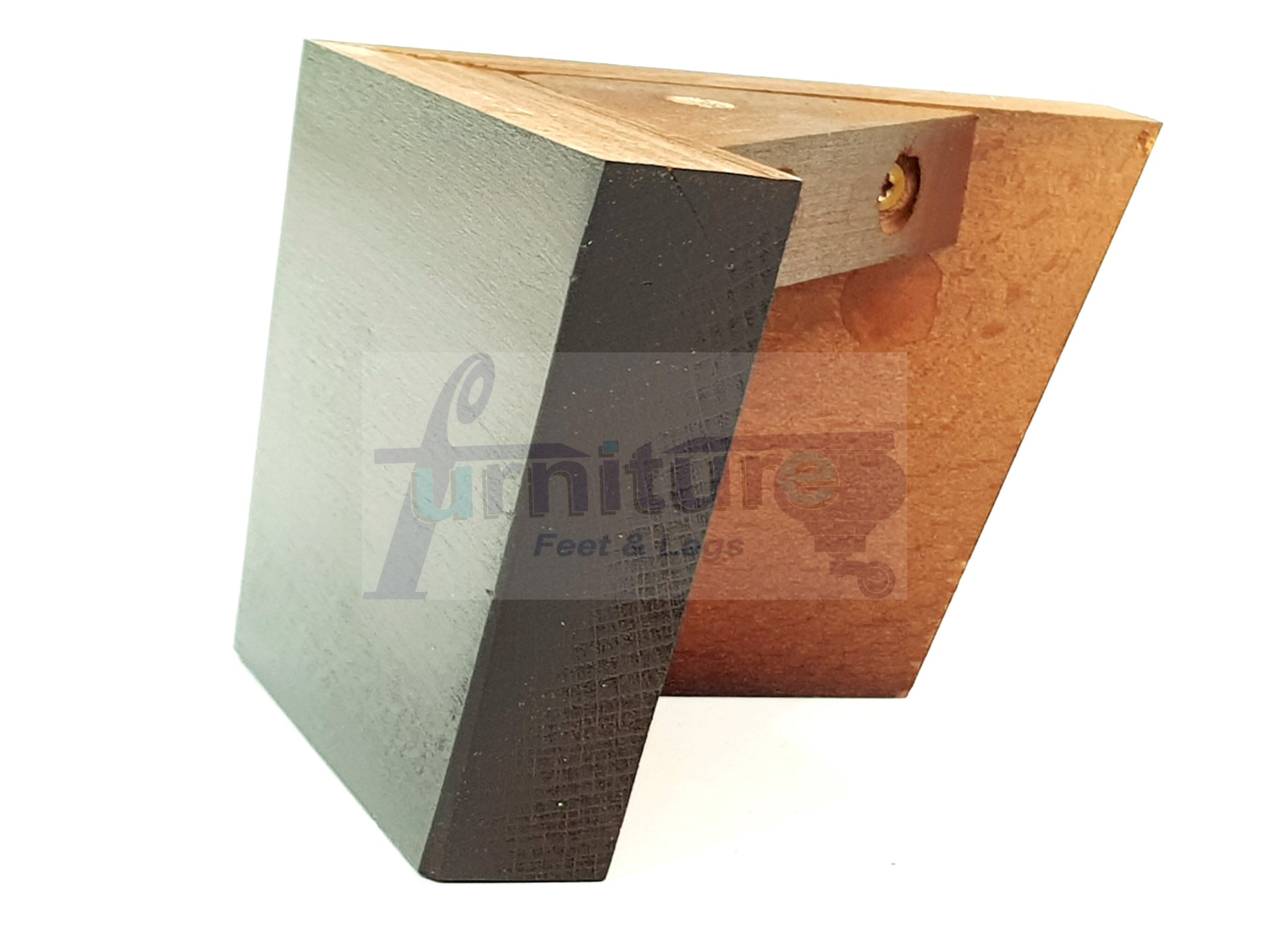 4 Solid Wood Furniture Legs Replacement Corner Feet 95mm High Self-Fixing: Antique Mahogany