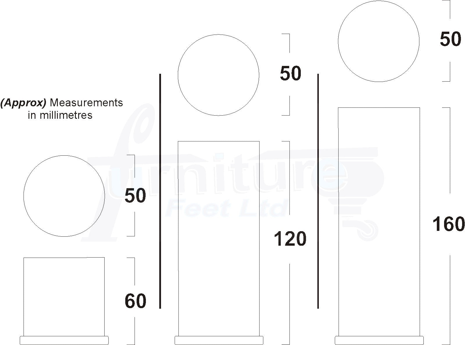 Metal Furniture Feet Chrome Replacement Metal Legs M8 Set of 4