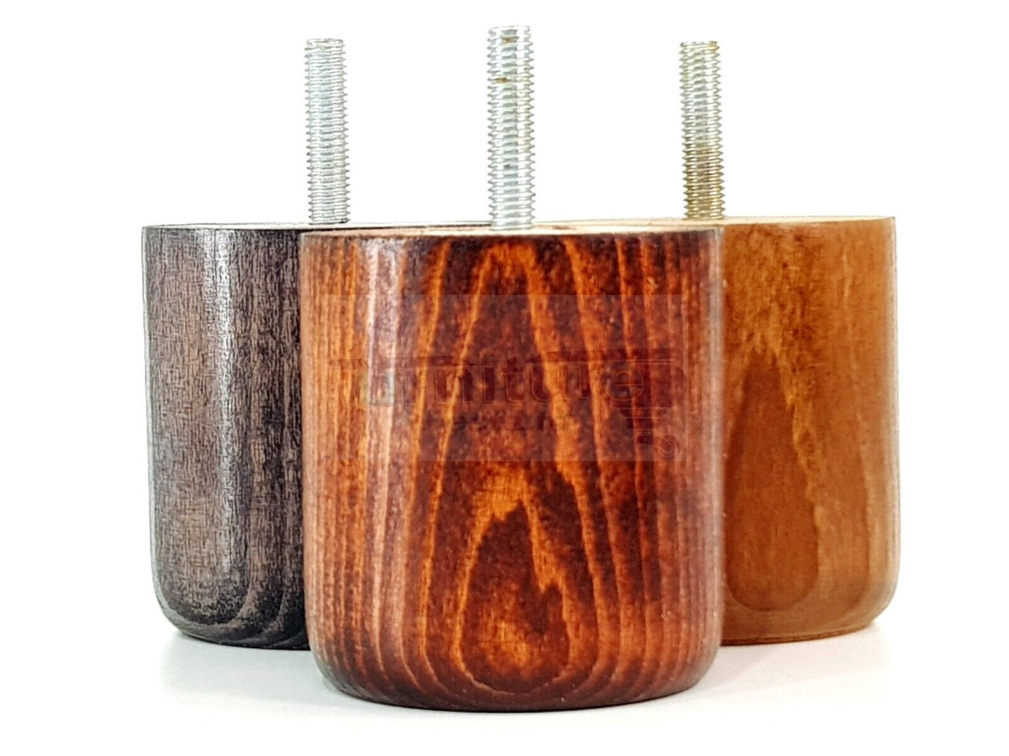 4x Solid Wood Turned Furniture Legs Replacement Bun Feet 70mm High 8mm Thread