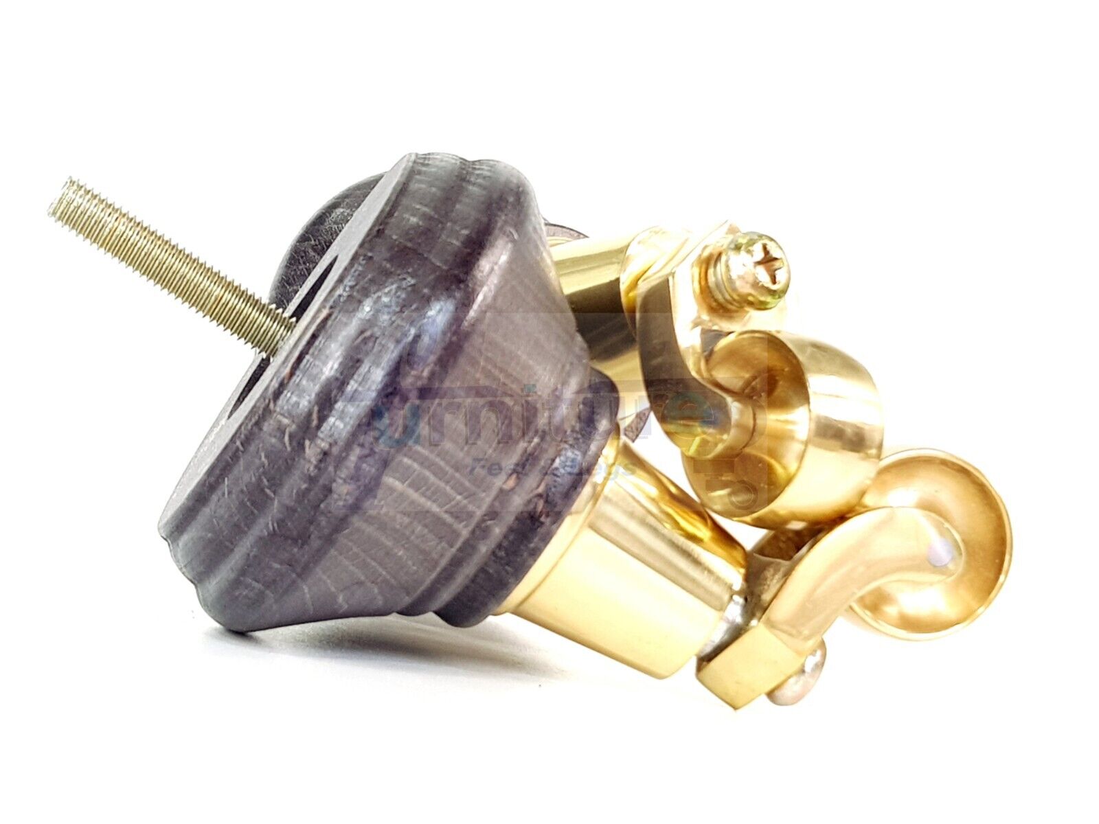 4x Black Stain Wooden Furniture Sofa Legs M8 With Castors Replacment Chair Settee Feet 115mm - 125mm High