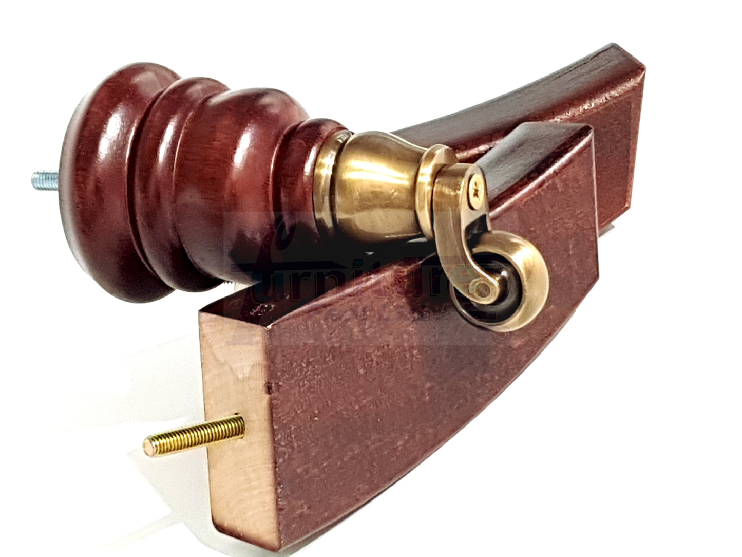 Mahogany Turned Wood Furniture Feet 2 With Castors 155mm and 2 Curved Back Legs Sofas Chairs Stools Cabinets Beds M8 6 Inches