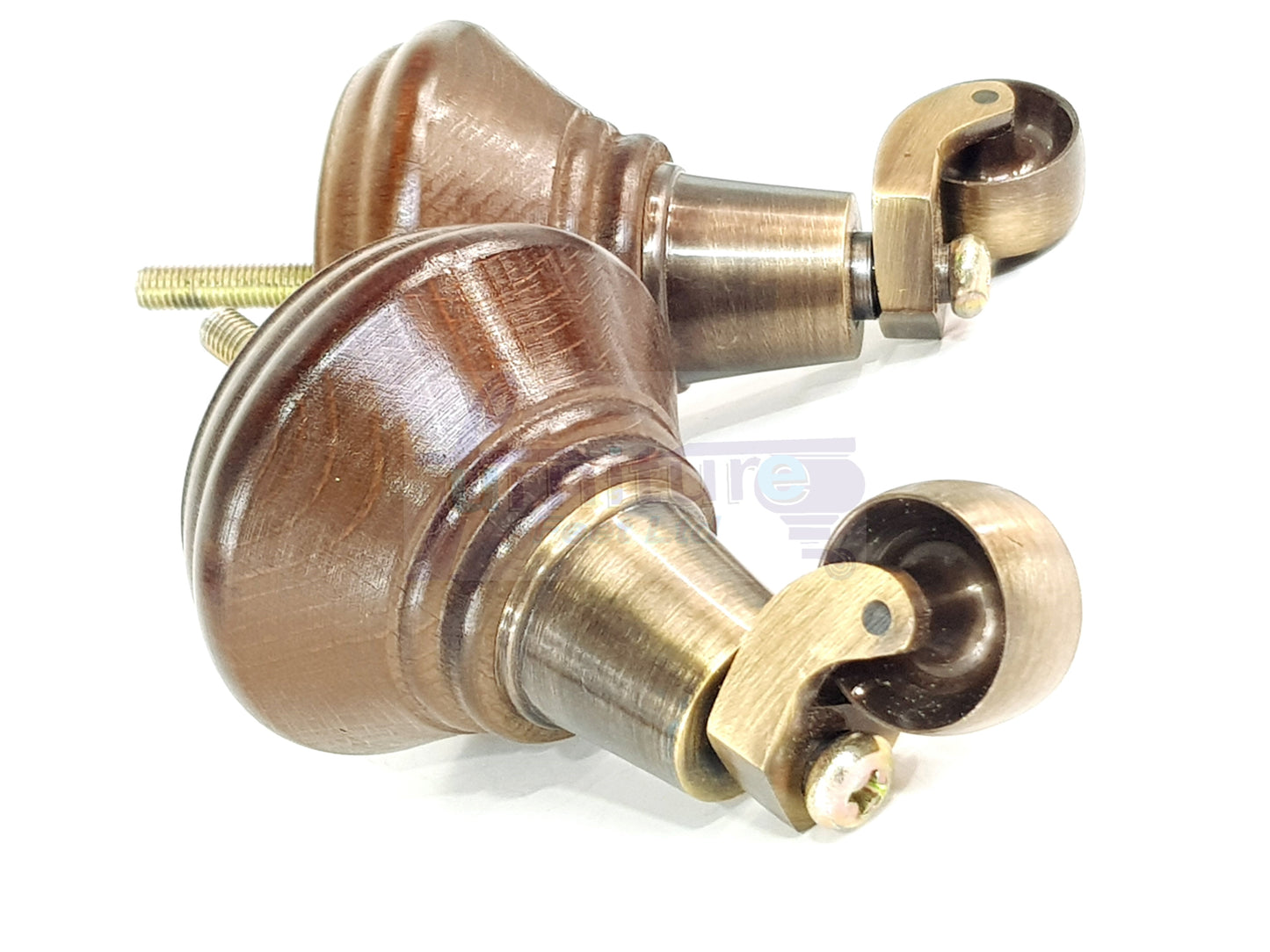 2 Castor Feet 120mm High Wood Turned Replacement Furniture Legs Antique Brown With Wheels Chairs Stools Sofa Beds Cabinets M8