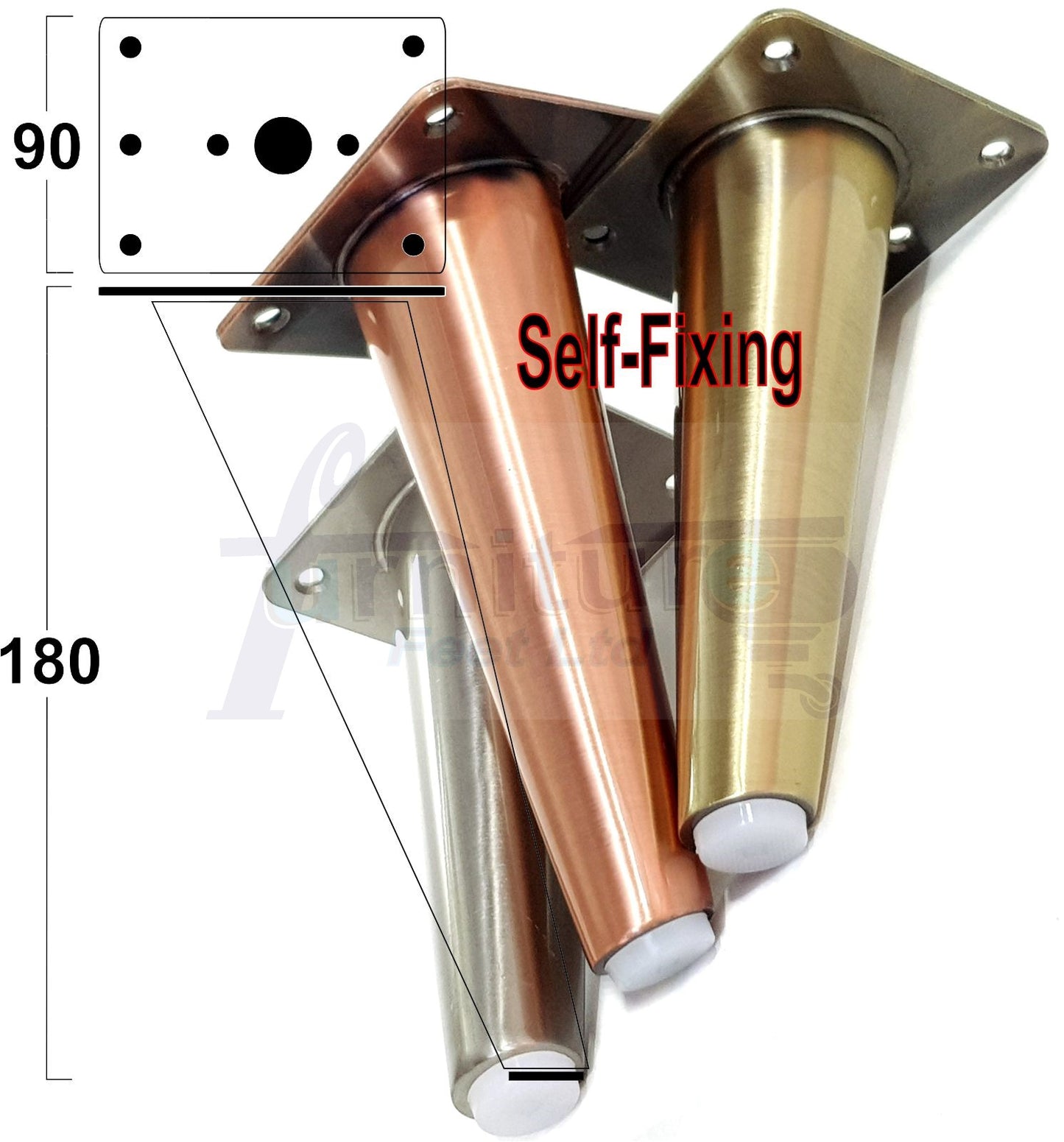 4x Metal Antique Brass Furniture Legs 180mm High Angled Feet Sofa Chair Cabinets Beds