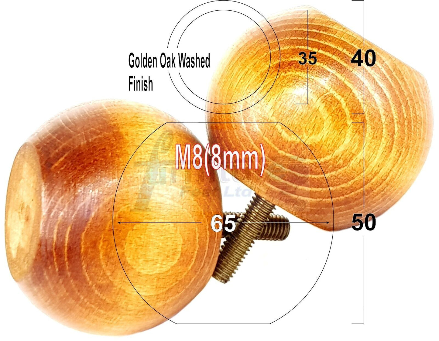 4 Solid Round Wood Turned Furniture Legs Replacement Bun Feet 2 Inches 50mm High Chairs Sofa Beds Settee M8 