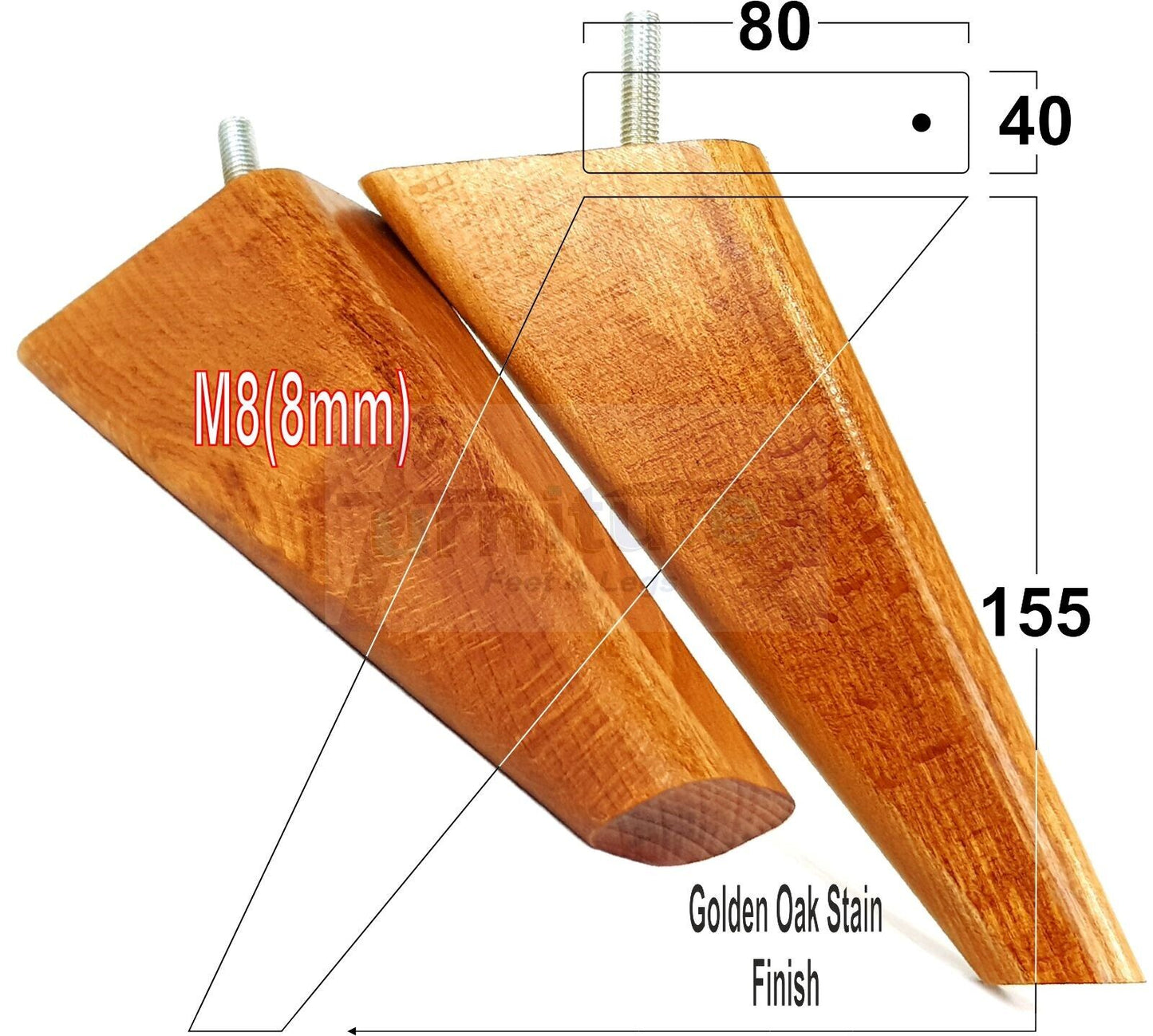 4 Replacement Tapered Feet 155mm High Wood Angled Furniture Legs 6 Inches Tall Chairs Stools Sofa's Beds Settee Cabinets M8