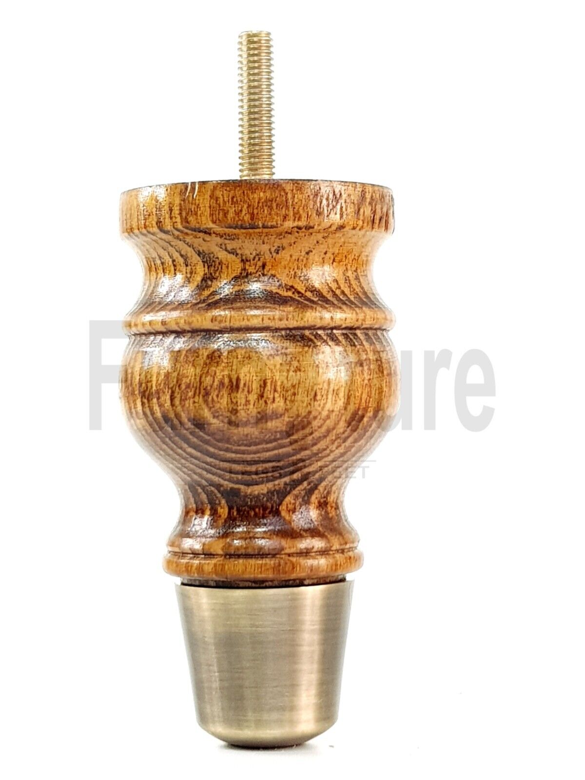 4x Turned Wood Furniture Feet Antique Brass Slipper Cup M8 Chair Sofa Settee Legs 110mm