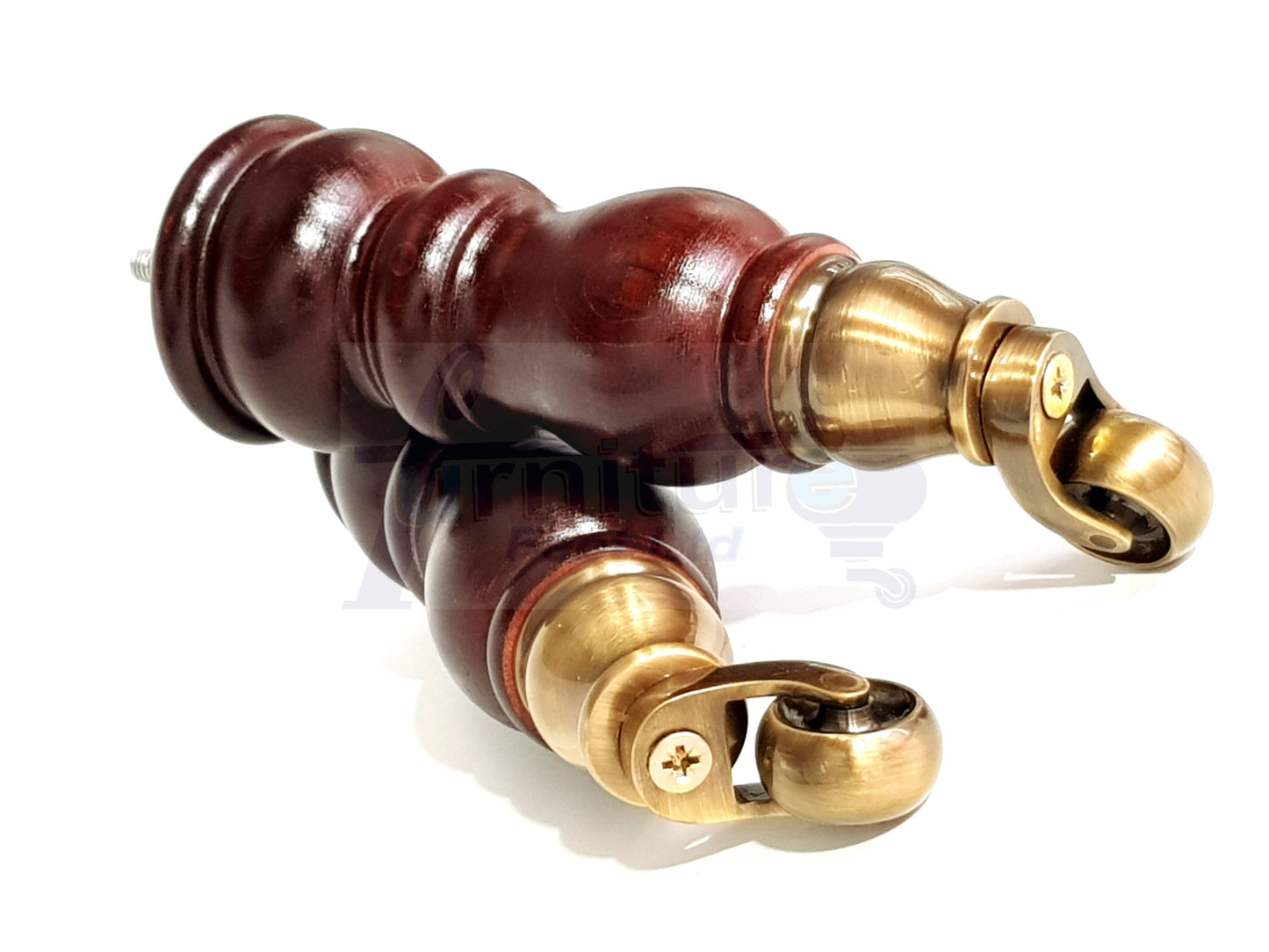 4 Turned Wood Furniture Feet With Antique Vase Castor 205mm High Legs Mahogany Finish M8 Sofas Chairs Stools Cabinets 8 Inches Tall 