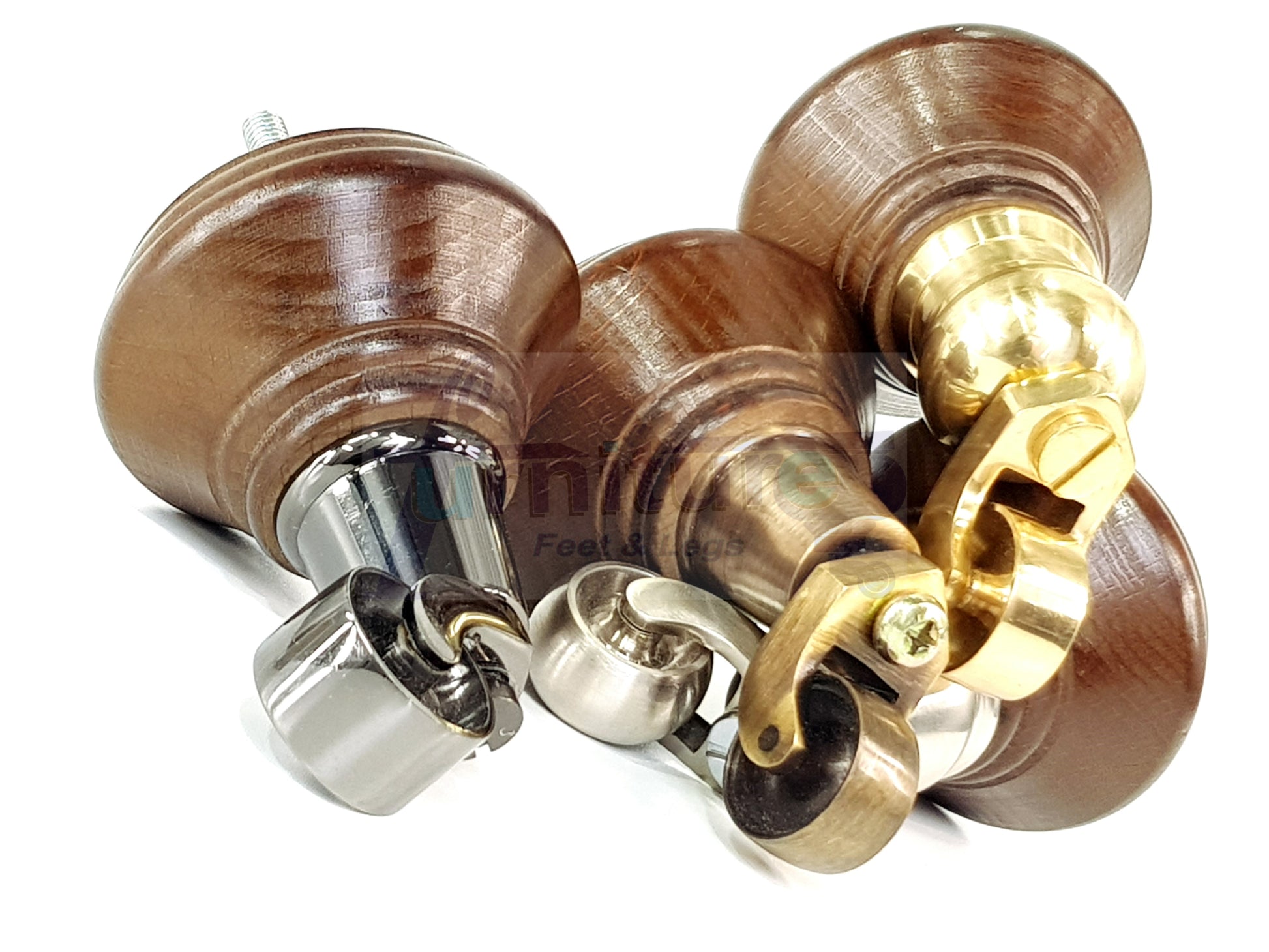 2 Castor Feet 120mm High Wood Turned Replacement Furniture Legs Antique Brown With Wheels Chairs Stools Sofa Beds Cabinets M8