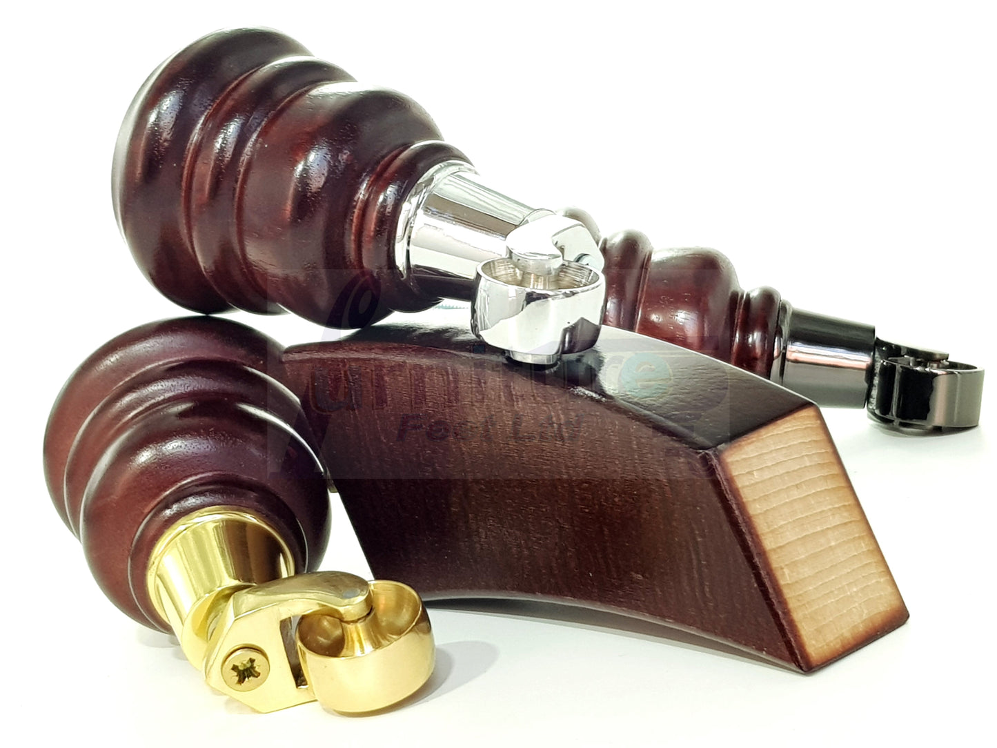 Mahogany Turned Wood Furniture Feet 2 With Castors 155mm and 2 Curved Back Legs Sofas Chairs Stools Cabinets Beds M8 6 Inches