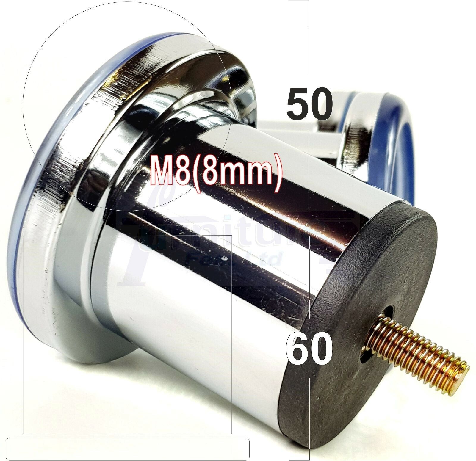 Metal Furniture Feet Chrome Replacement Metal Legs M8 Set of 4