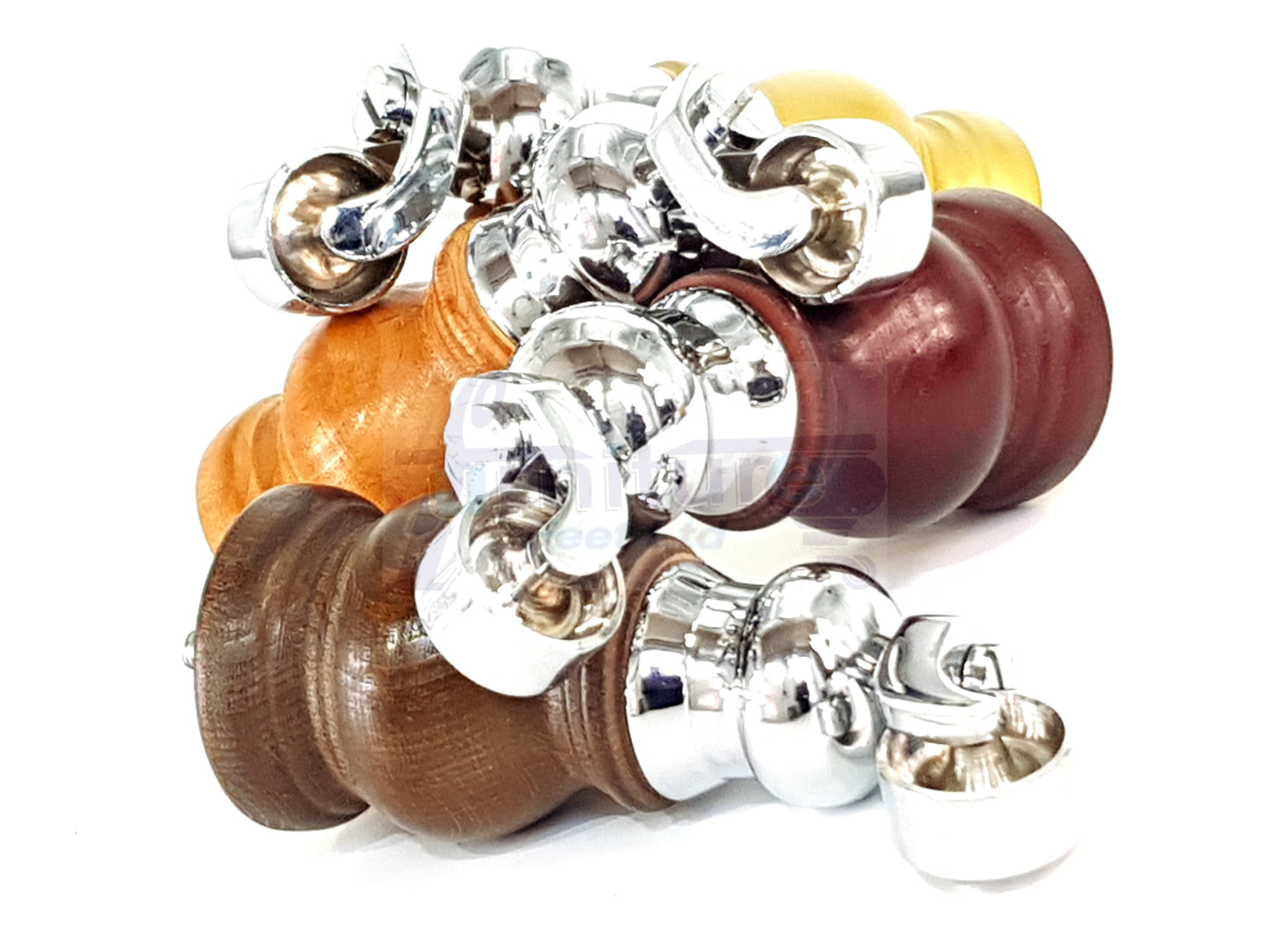 4x Turned Wood Furniture Legs With Castor Wheels 150mm High M8(8mm)