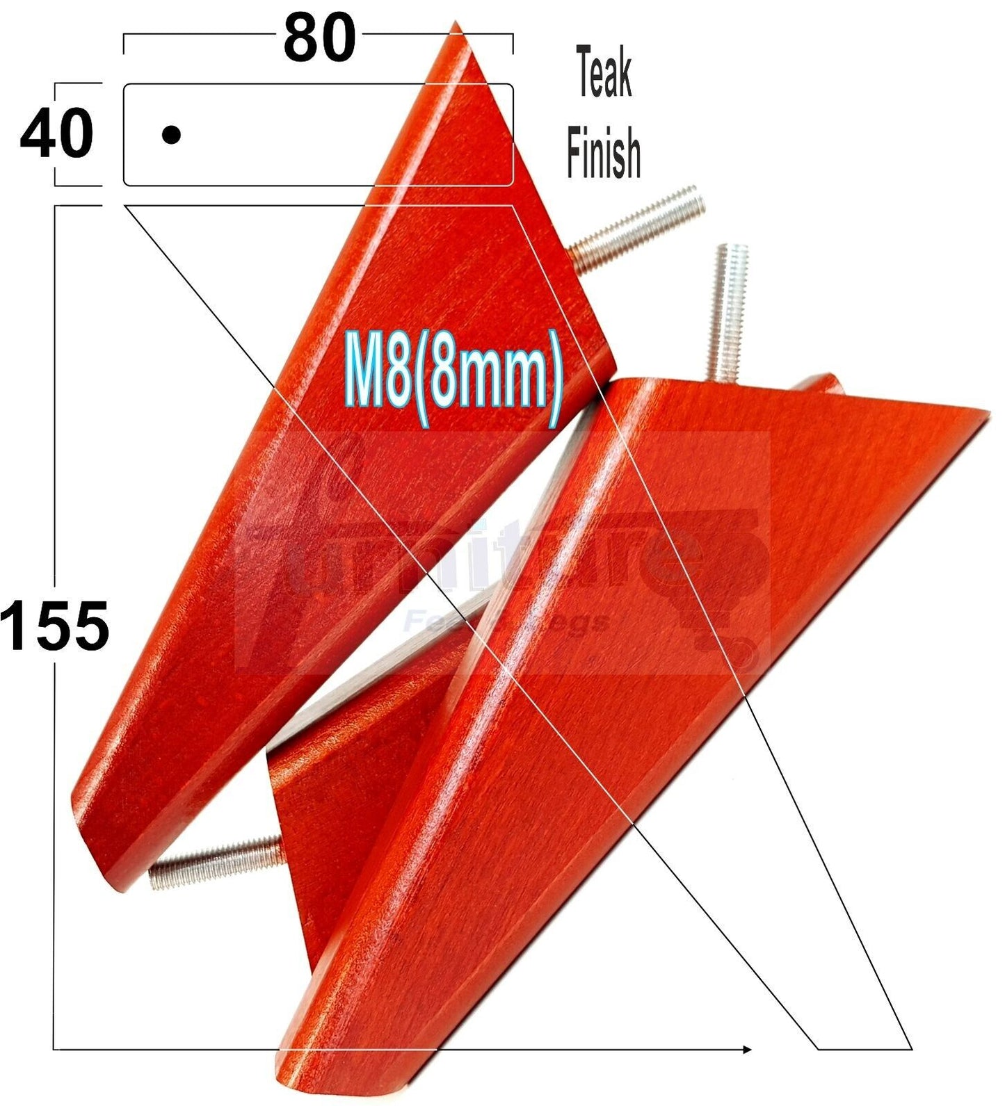 4 Replacement Tapered Feet 155mm High Wood Angled Furniture Legs 6 Inches Tall Chairs Stools Sofa's Beds Settee Cabinets M8