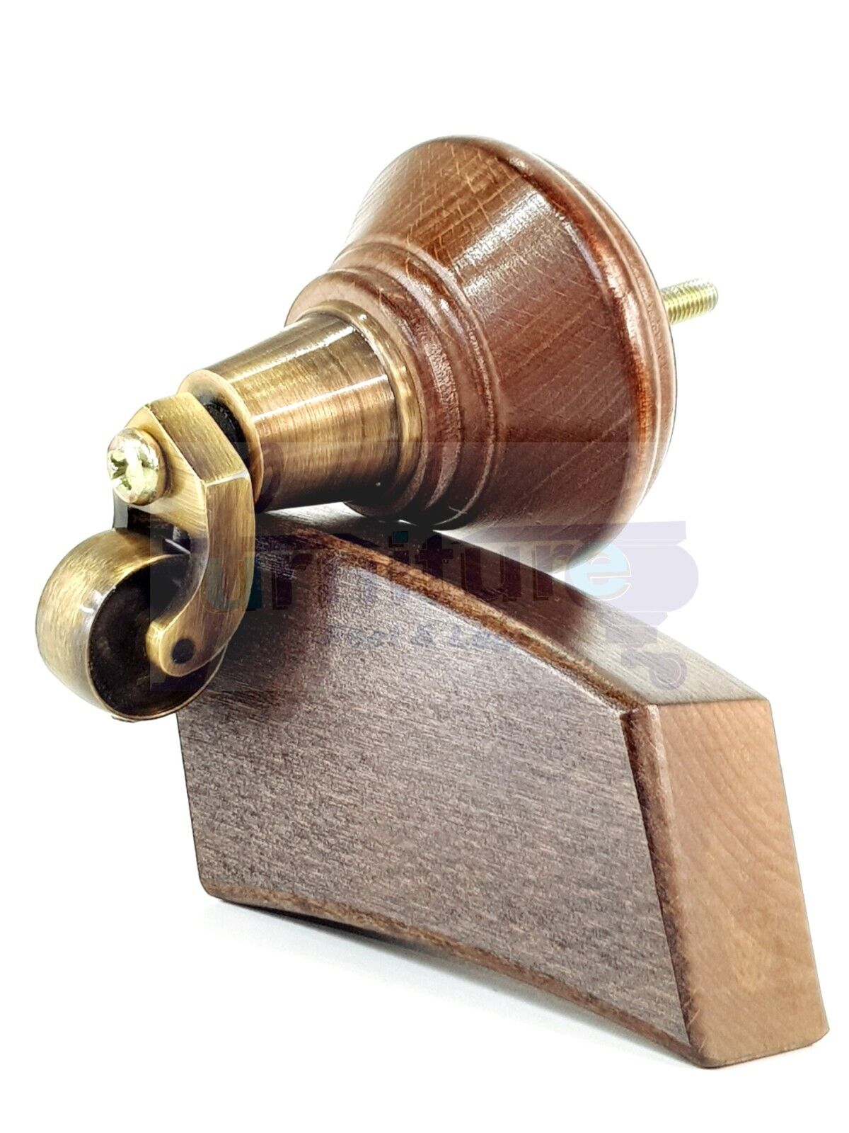 2 Antique Mahogany Stain Wood Furniture Sofa Feet With Castor 125mm & 2 Curved Legs Chair Settee 100mm High M8