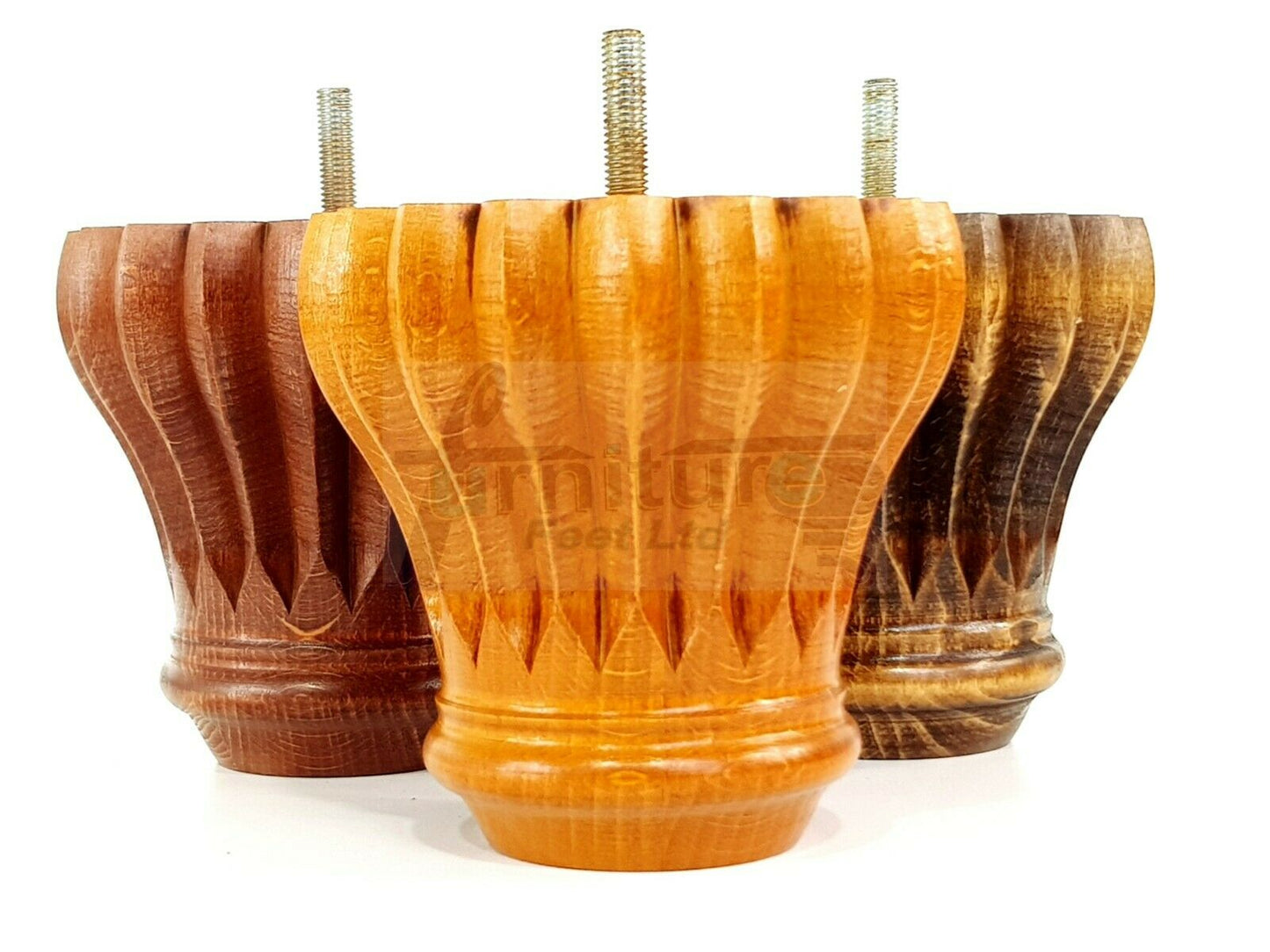 4 Grooved Replacement Furniture Bun Feet Multiple Colours Turned Wooden Legs 110mm High Settee Chairs Sofas Footstools Cabinets M8