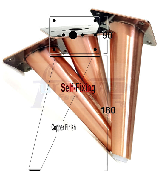 4x Metal Copper Furniture Legs 180mm High Angled Feet Sofa Chair Cabinets Beds