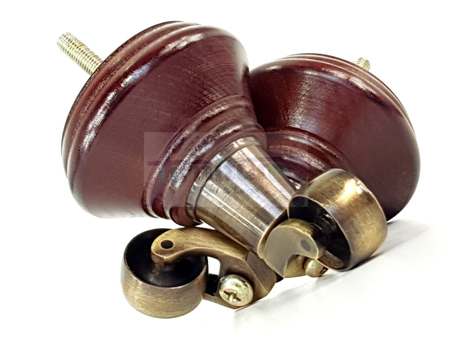 4x Antique Mahogany Wooden Furniture Sofa Legs M8 With Castors Replacment Chair Settee Feet 115mm - 125mm High