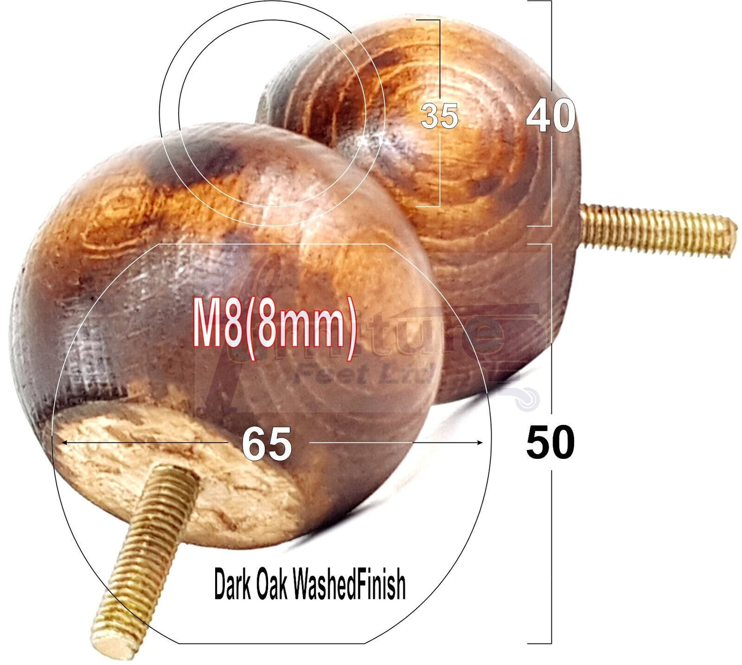 4 Solid Round Wood Turned Furniture Legs Replacement Bun Feet 2 Inches 50mm High Chairs Sofa Beds Settee M8 