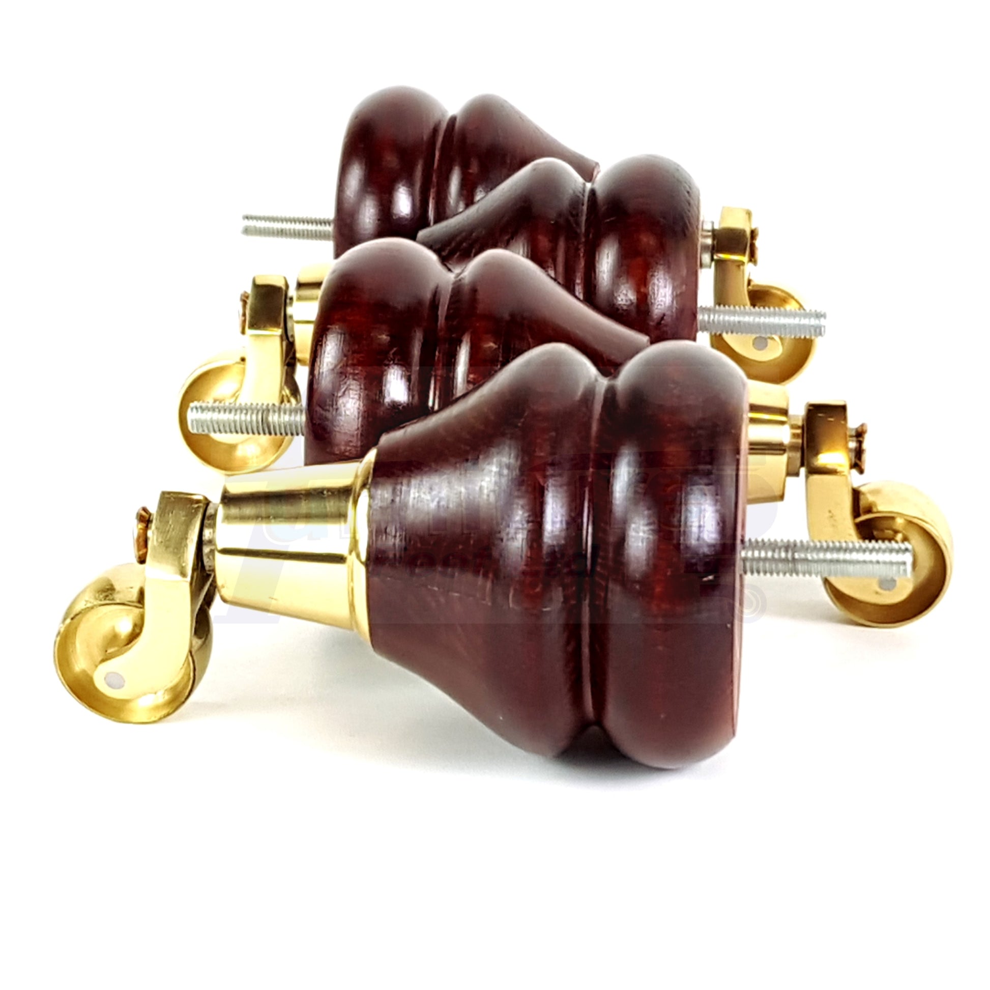 4 Wooden Castor Furniture Feet 140mm High Mahogany Replacement Legs Sofa Chair Stool M8 (8mm) SOF169