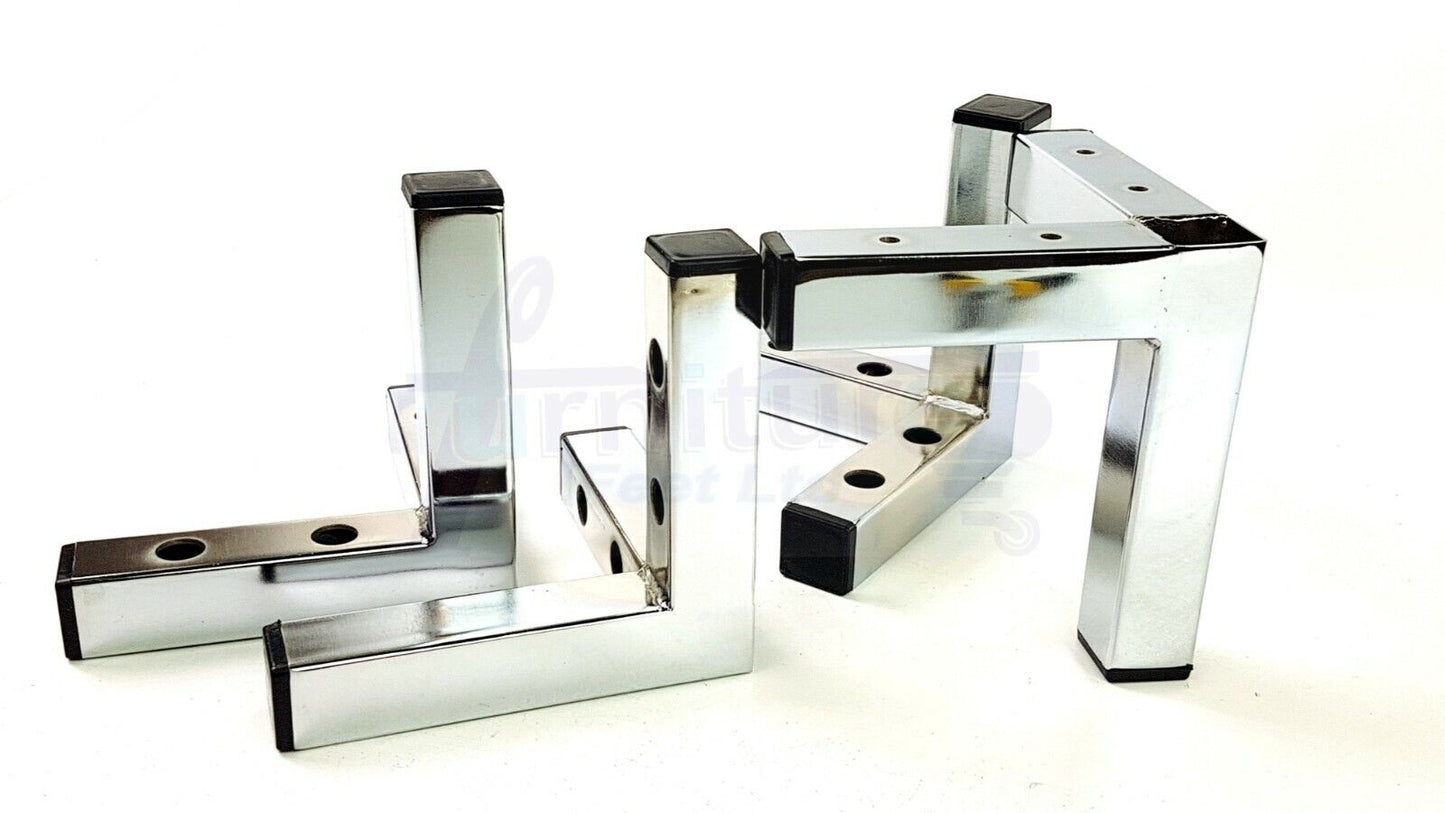4x Metal Furniture Legs Replacement Sofa Chair Feet 155mm High Chrome (Self-Fix)