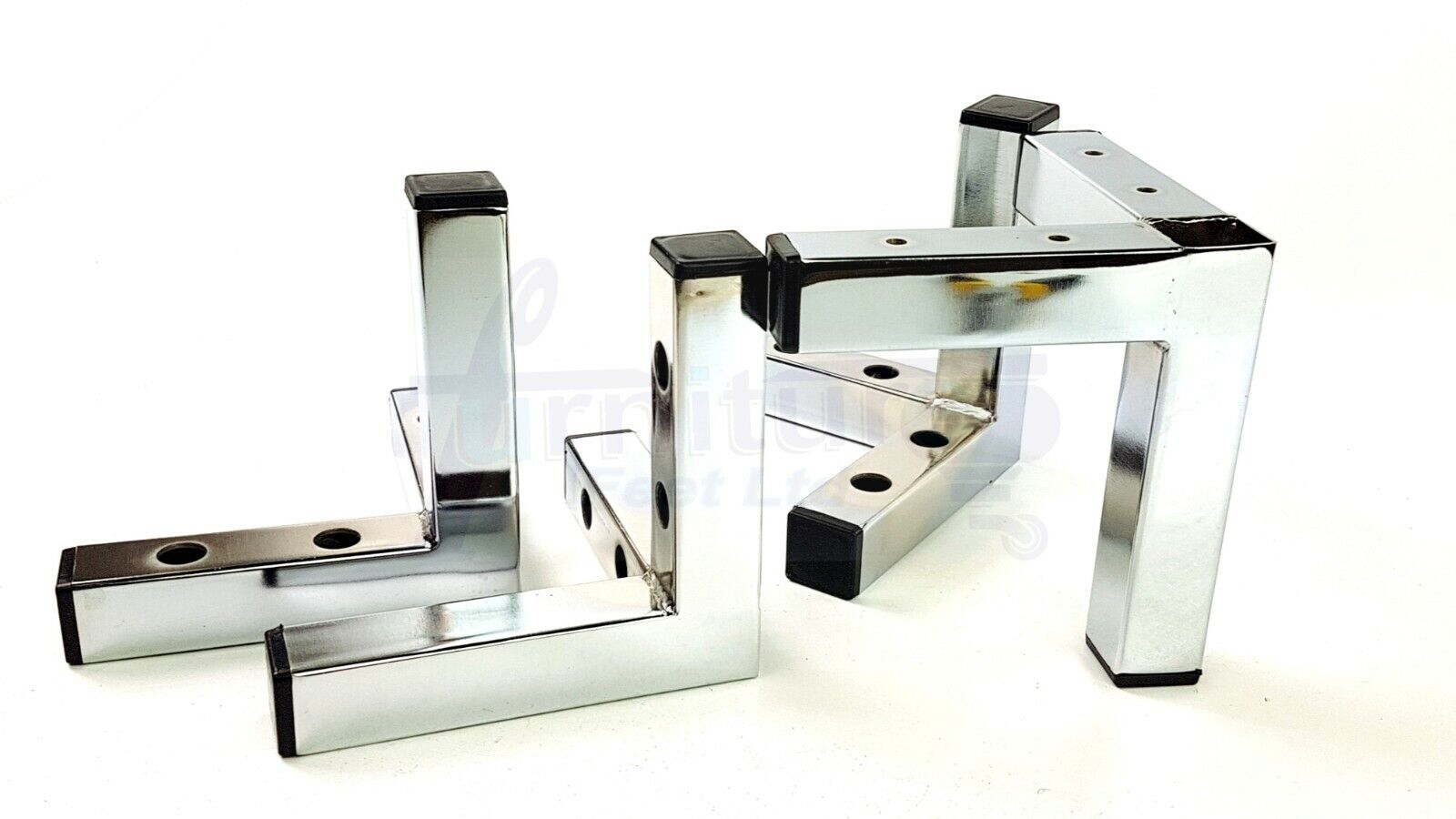 4x Metal Furniture Legs Replacement Sofa Chair Feet 155mm High Chrome (Self-Fix)