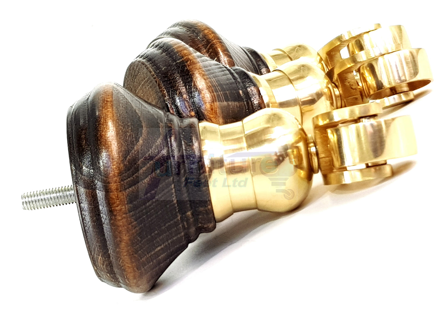 4x Burnt Oak Washed Wooden Furniture Sofa Legs M8 With Castors Replacment Chair Settee Feet 115mm - 125mm High