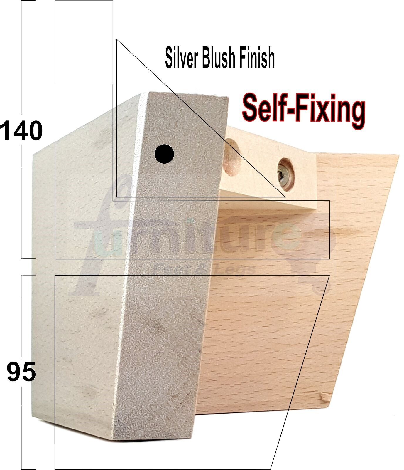4 Solid Wood Furniture Legs Replacement Corner Feet 95mm High Multi Colours Chairs Stools Sofa Beds Settee & Cabinets Fix With Screws
