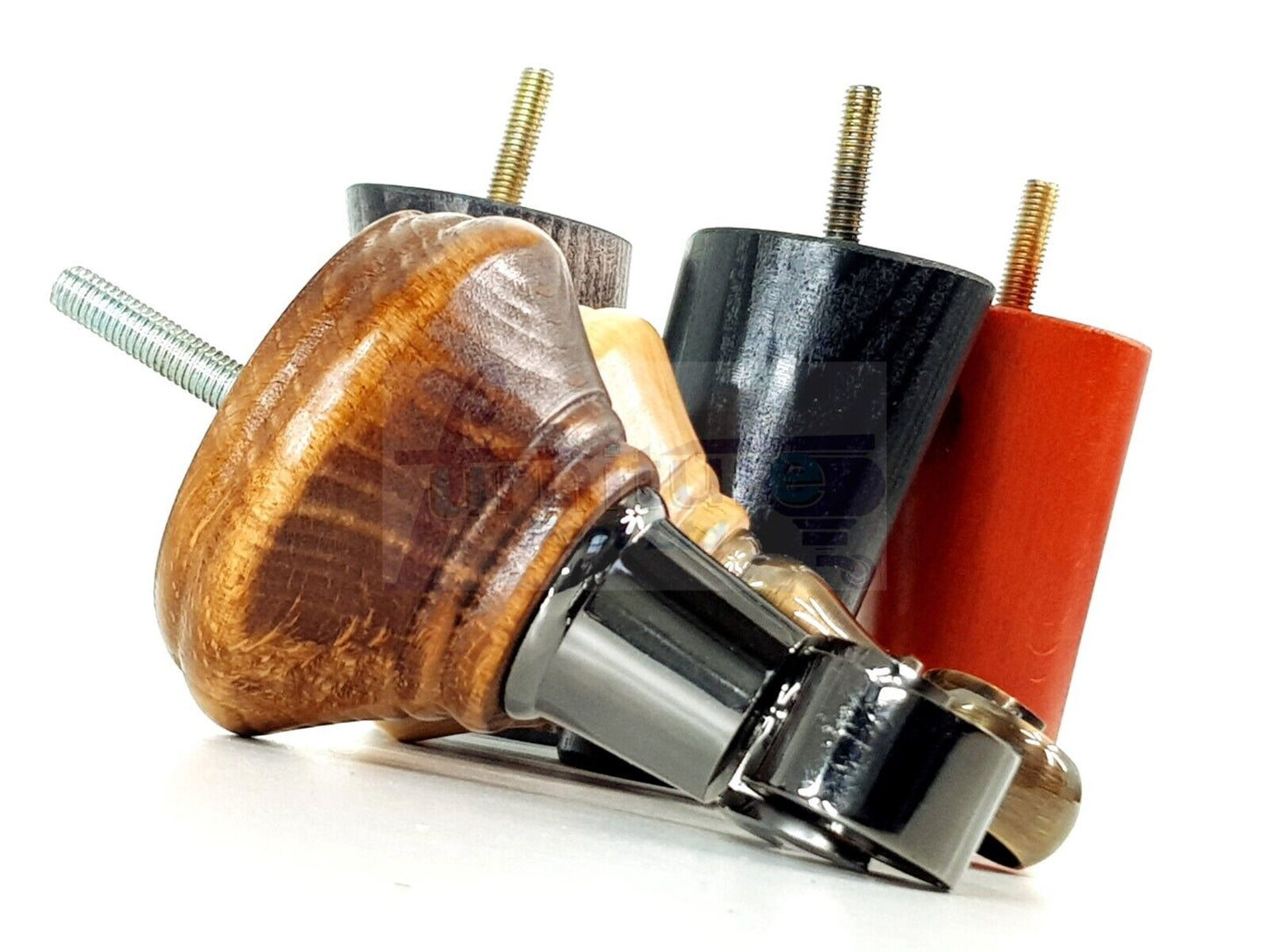 2 Dark Walnut Washed Wood Furniture Sofa Legs With Castor 125mm & 2 Angled Back Feet Chair Settee 100mm High M8