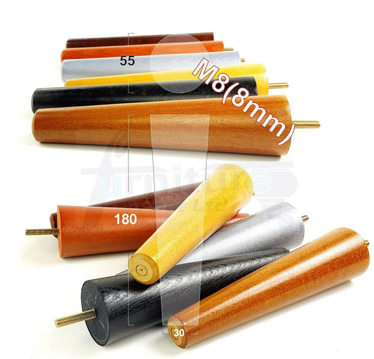 4 Retro Wood Replacement Furniture Chair Legs M8 Footstool Settee Sofa Feet 180mm High