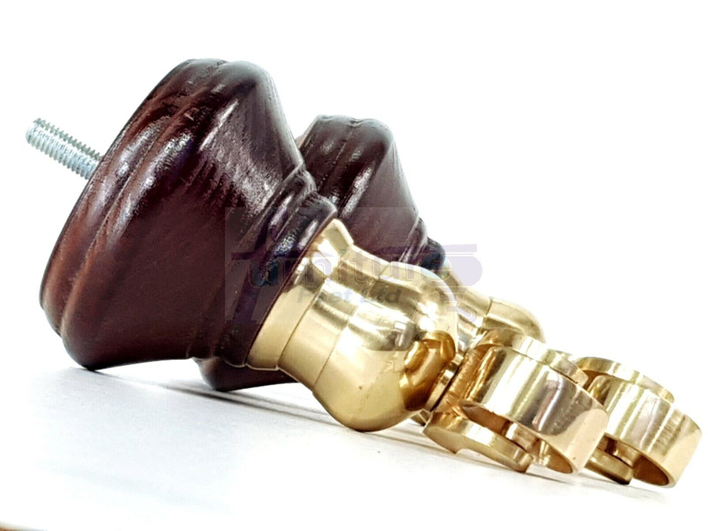 4x Antique Mahogany Wooden Furniture Sofa Legs M8 With Castors Replacment Chair Settee Feet 115mm - 125mm High