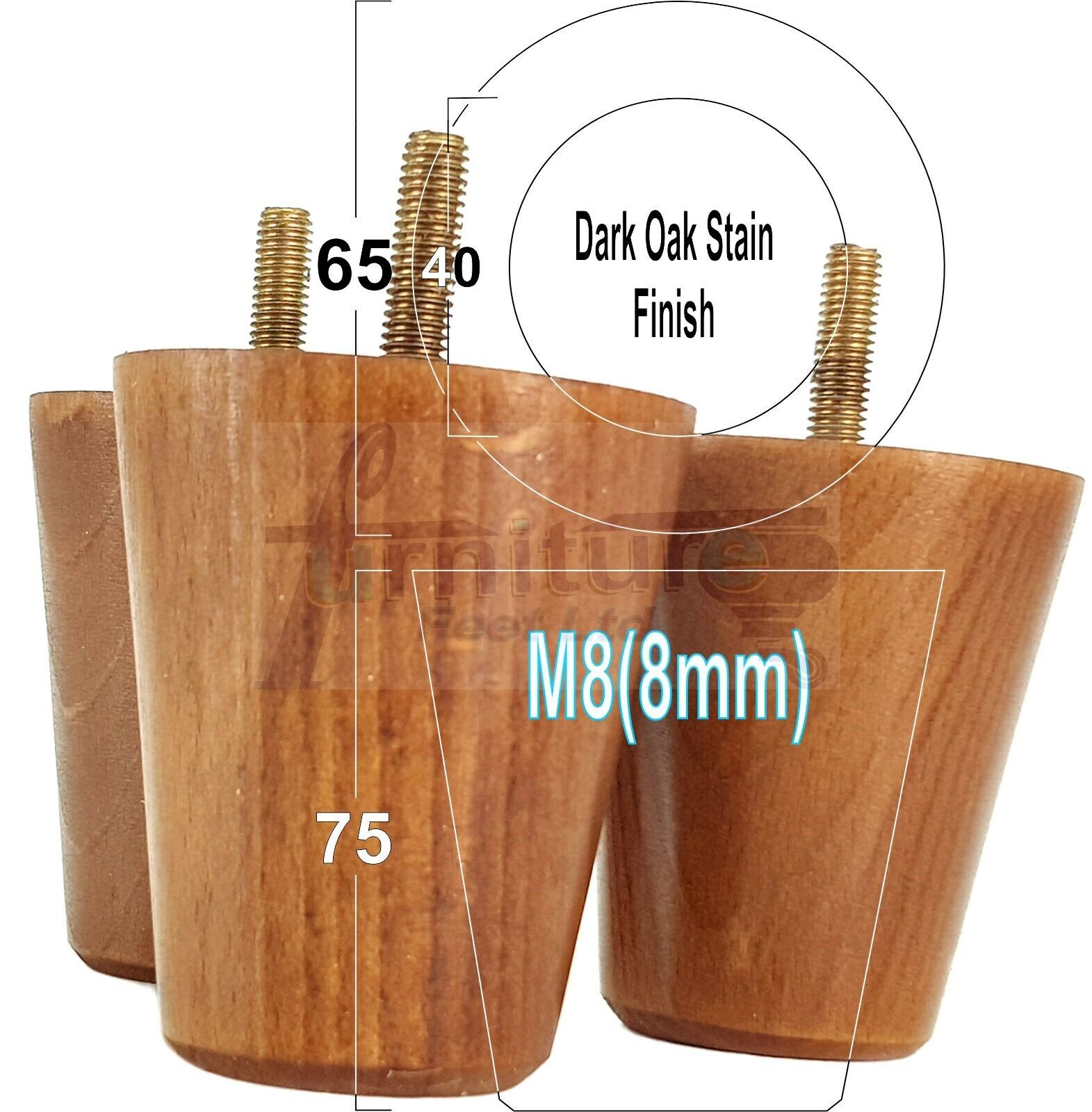 4x Solid Wood Turned Furniture Legs Replacement Bun Feet 75mm High Chairs Stools Sofa's Beds Settee M8