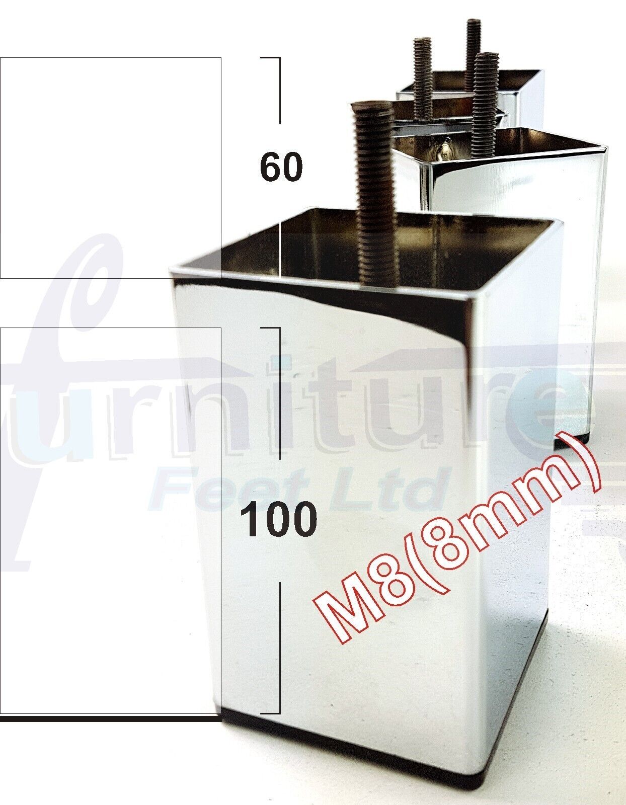 4x Metal Furniture Legs 100mm High Settee Sofa Chair Cabinet Bed Feet M8