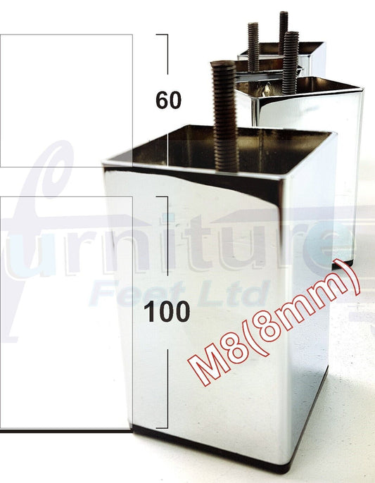 4x Metal Furniture Legs 100mm High Settee Sofa Chair Cabinet Bed Feet M8