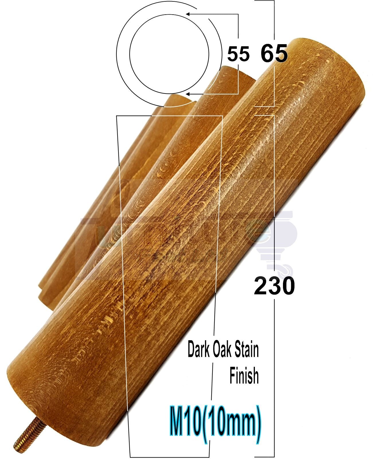 4 Solid Wood Turned Furniture Legs Replacement Feet 230mm High Chairs Sofa Bed Settee & Cabinets M10