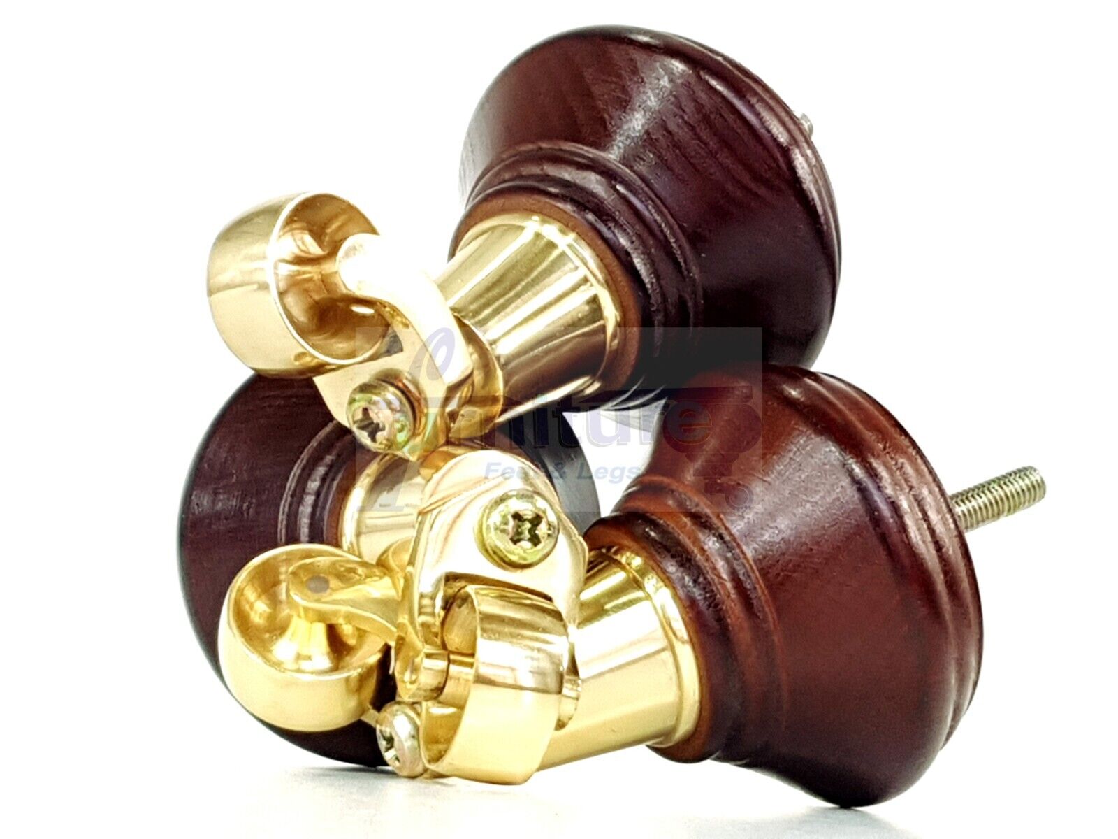 4x Antique Mahogany Wooden Furniture Sofa Legs M8 With Castors Replacment Chair Settee Feet 115mm - 125mm High