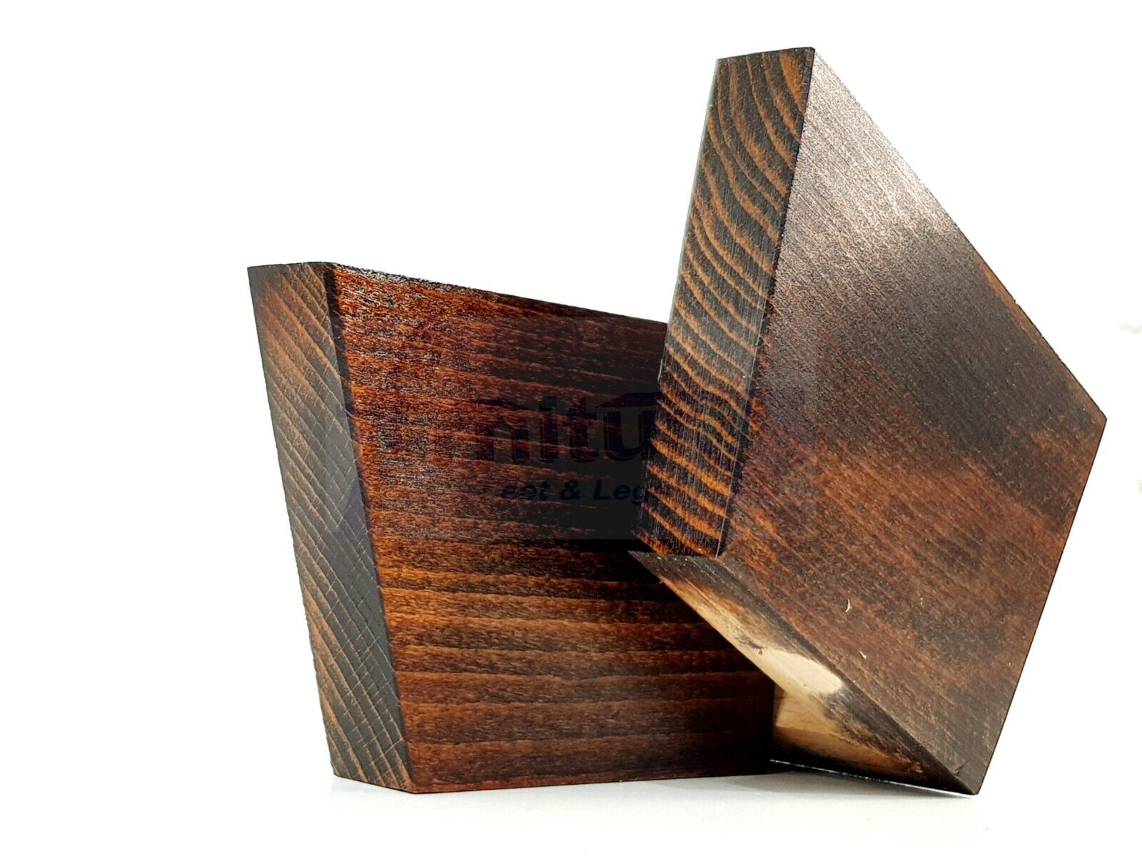 4 Solid Wood Furniture Legs Replacement Corner Feet 95mm High Self-Fixing: Chestnut Wash