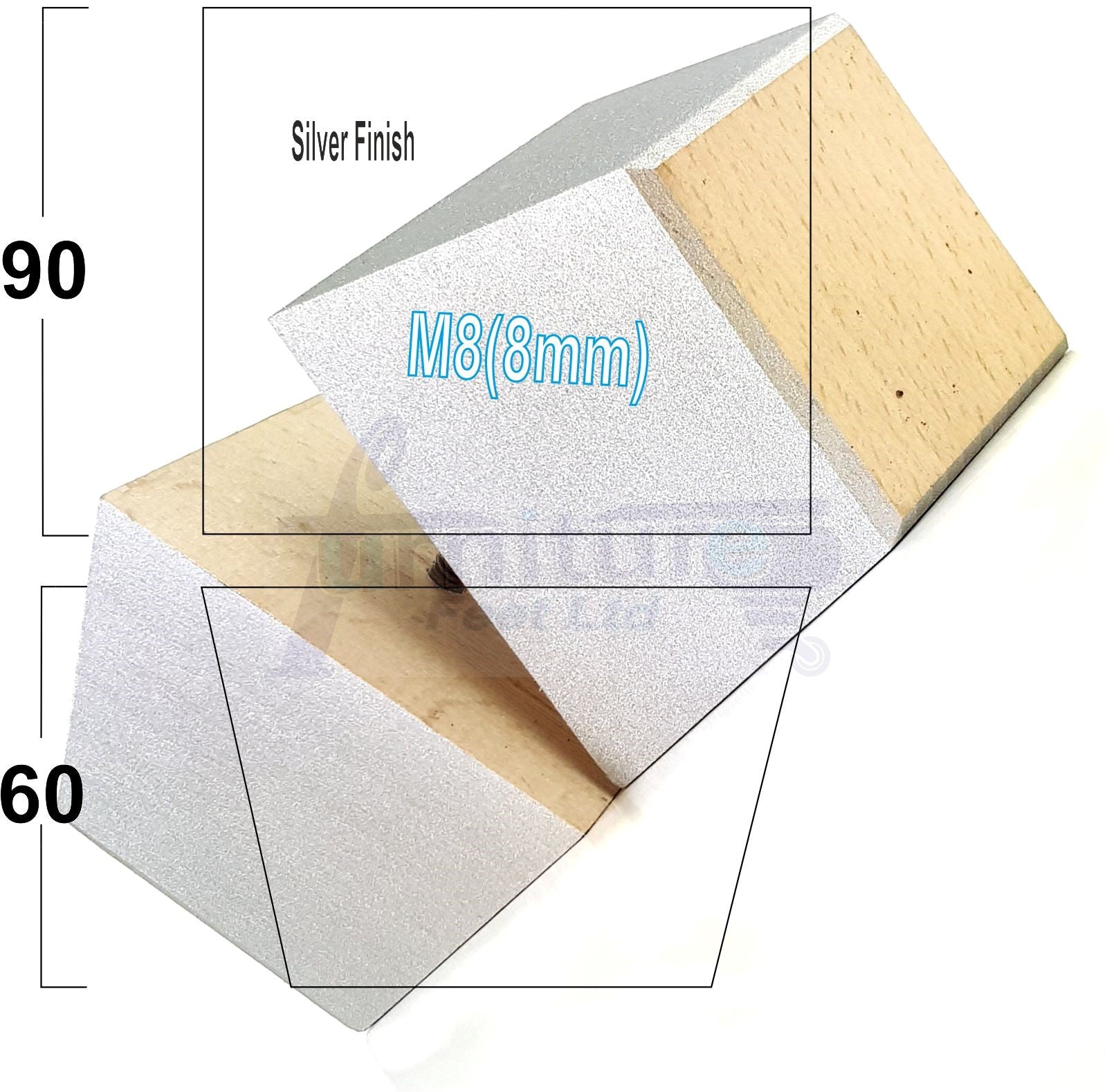 4x Square Wood Sofa Legs 60mm High Replacement Furniture Feet Chairs Cabinets M8 