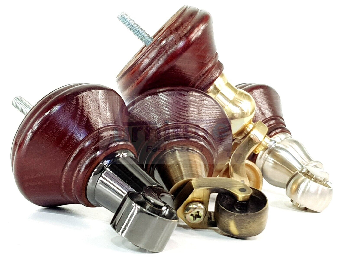 4x Mahogany Wooden Furniture Sofa Legs M8 With Castors Replacment Chair Settee Feet 115mm - 125mm High