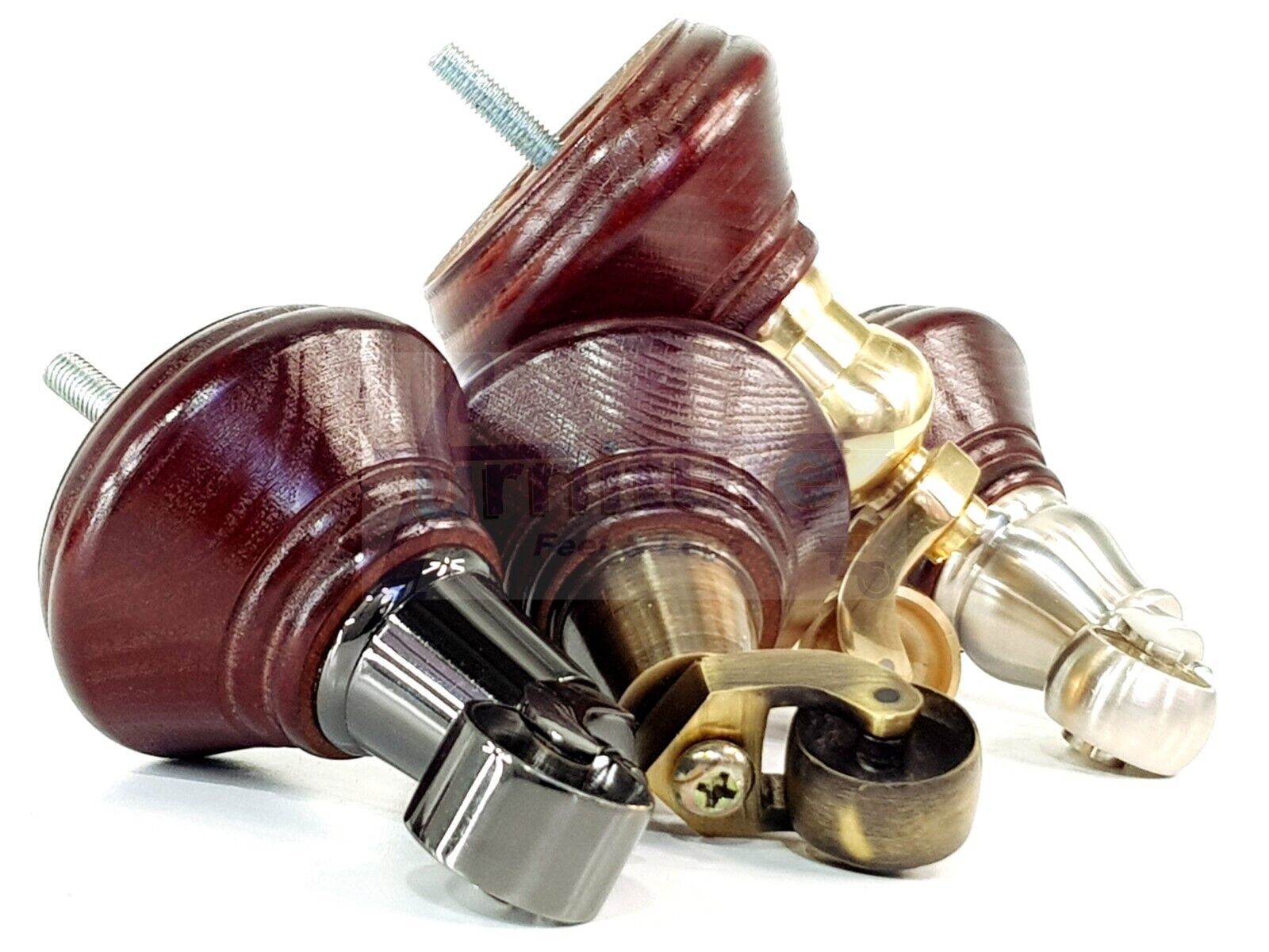 4x Mahogany Wooden Furniture Sofa Legs M8 With Castors Replacment Chair Settee Feet 115mm - 125mm High