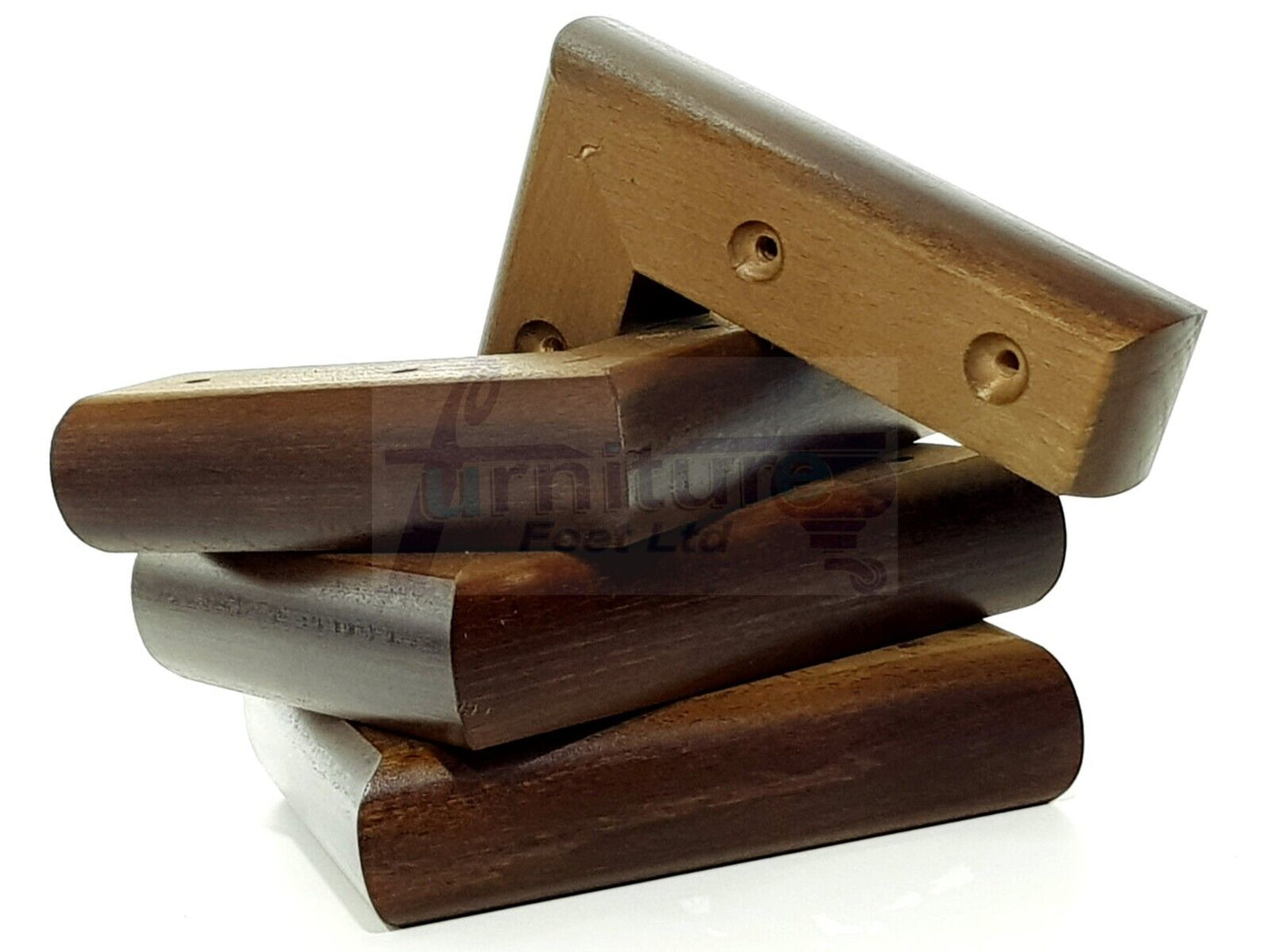 Set Of 4 Wooden Corner Furniture Feet 40mm High Replacement Sofa Chair Legs Self-Fixing: Antique Brown