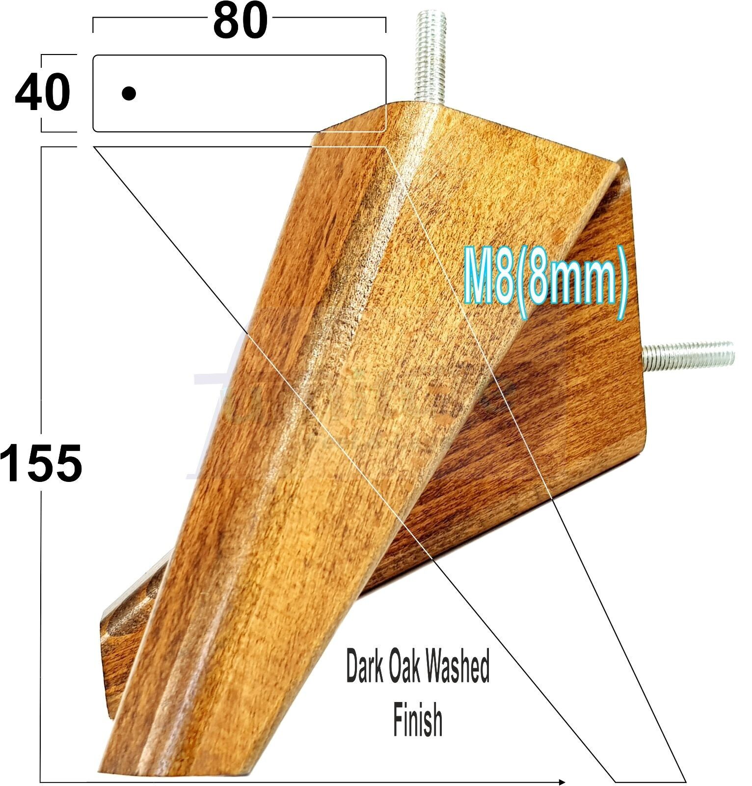 4 Replacement Tapered Feet 155mm High Wood Angled Furniture Legs 6 Inches Tall Chairs Stools Sofa's Beds Settee Cabinets M8