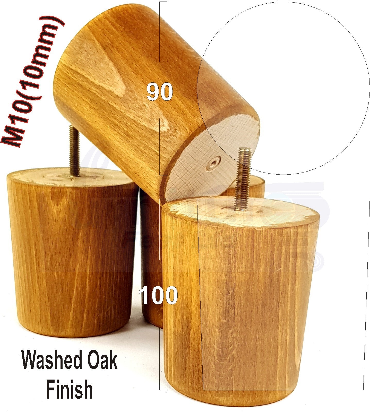 4x Turned Wood Furniture Legs Chair Sofa Bed M10 Replacement Settee Feet 100mm