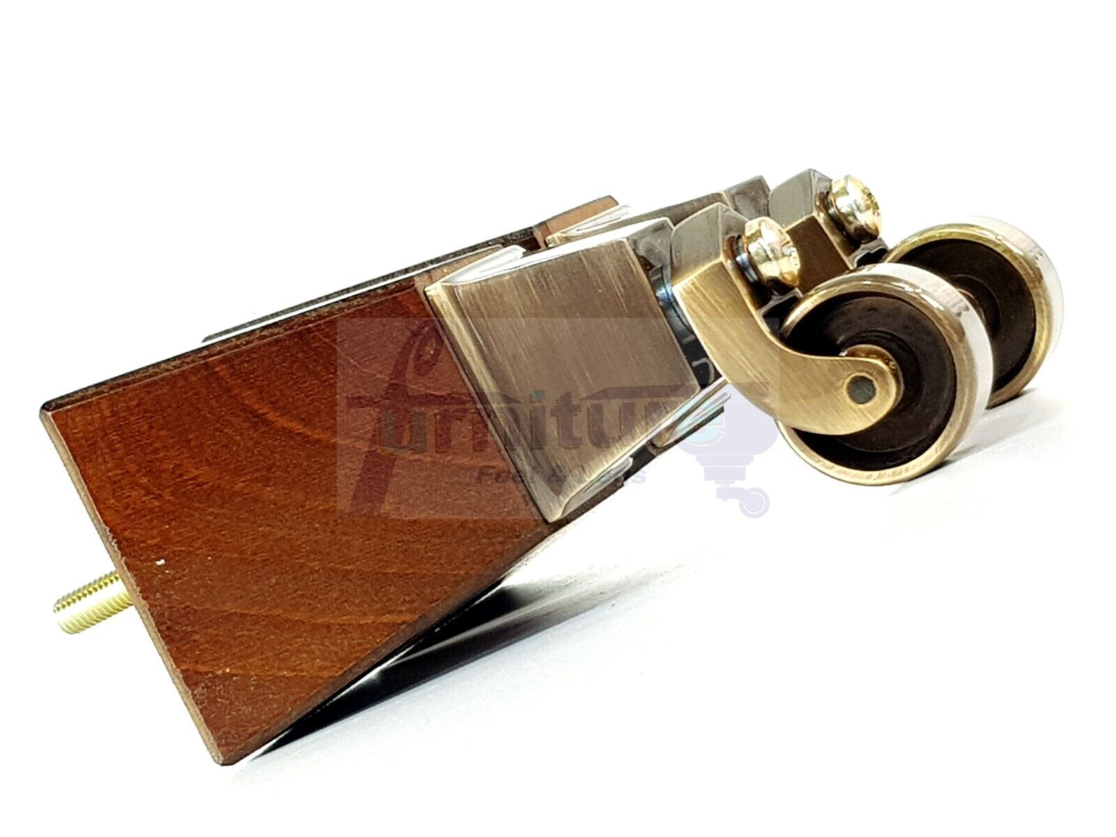 4x Block Wood With Antique Castor Furniture Legs 8mm Thread For Chairs Settees Sofa 150mm