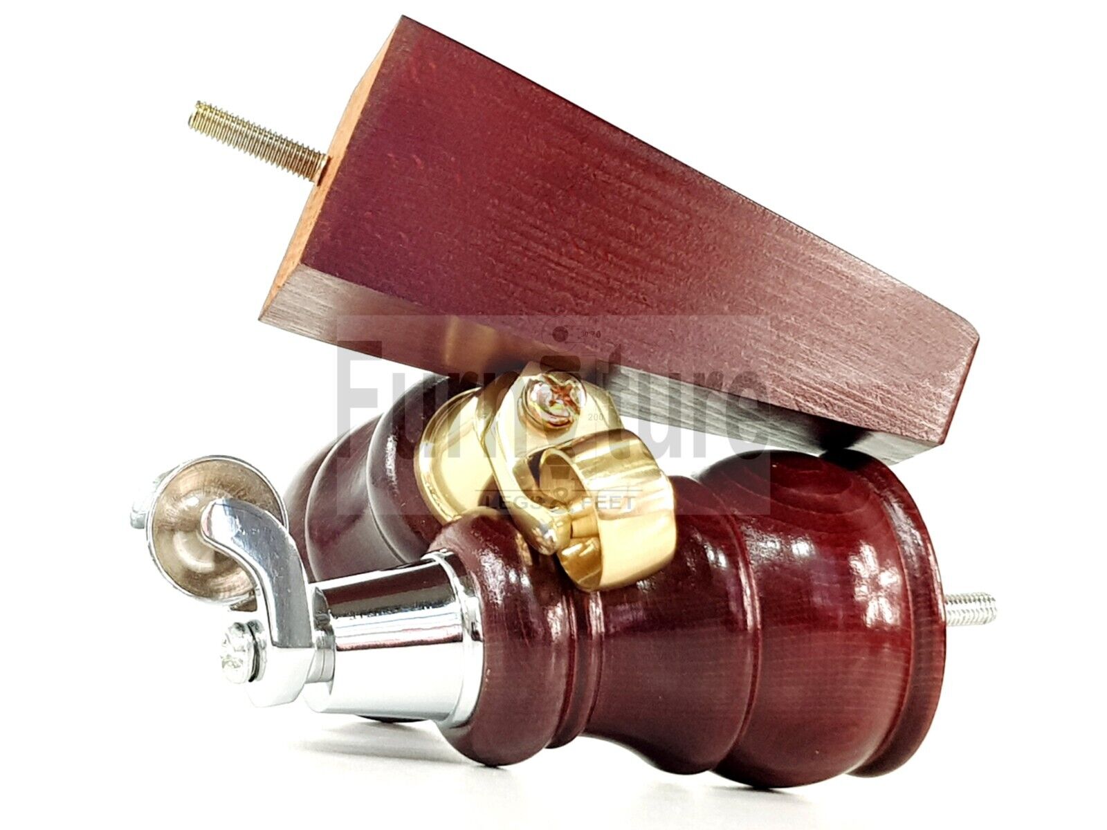 2 Wooden Castor Furniture Sofa Legs & 2 Curved Back Feet  Mahogany M8 Chair Settee Feet 160mm High