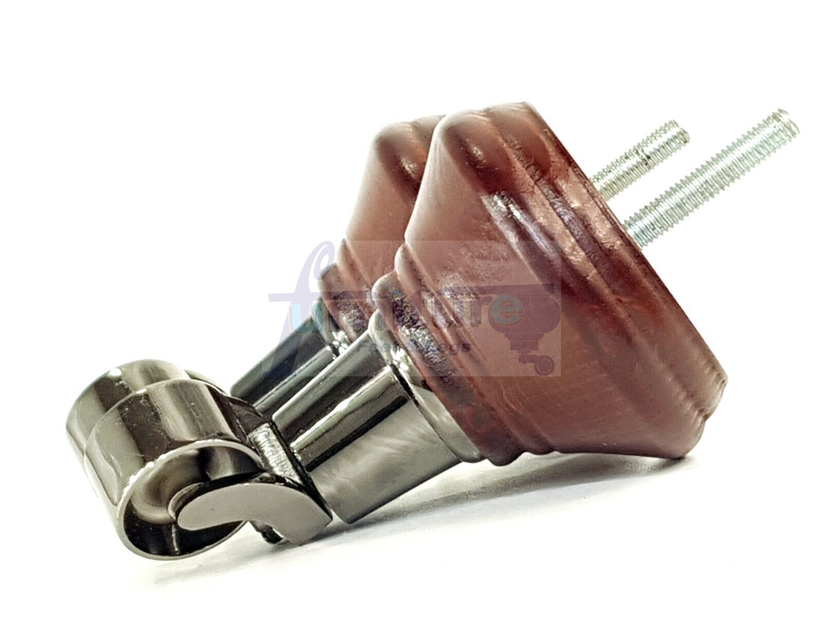 4x Antique Mahogany Wooden Furniture Sofa Legs M8 With Castors Replacment Chair Settee Feet 115mm - 125mm High