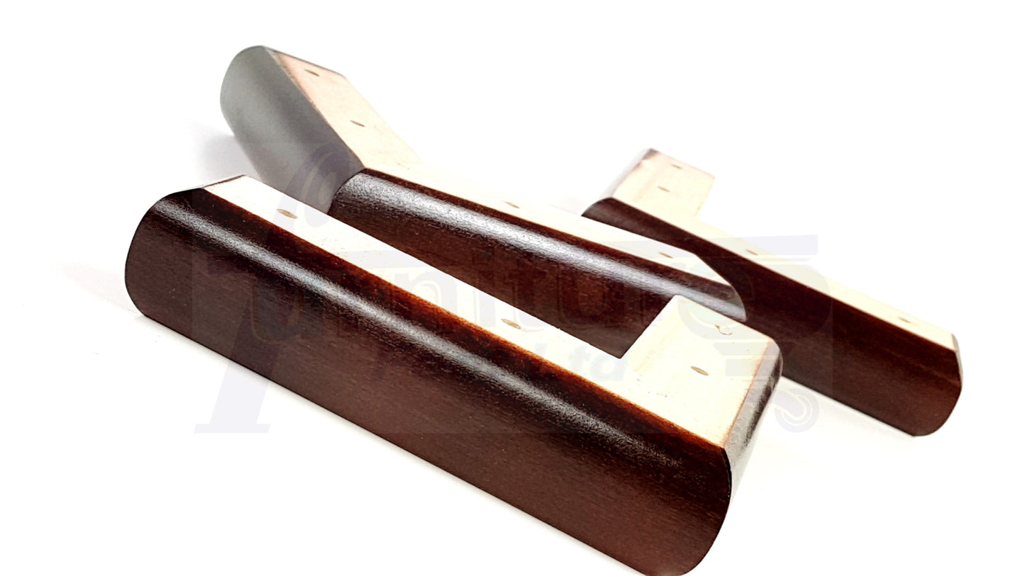 Set Of 4 Wooden Corner Furniture Feet 40mm High Replacement Sofa Chair Legs Self-Fixing: Mahogany