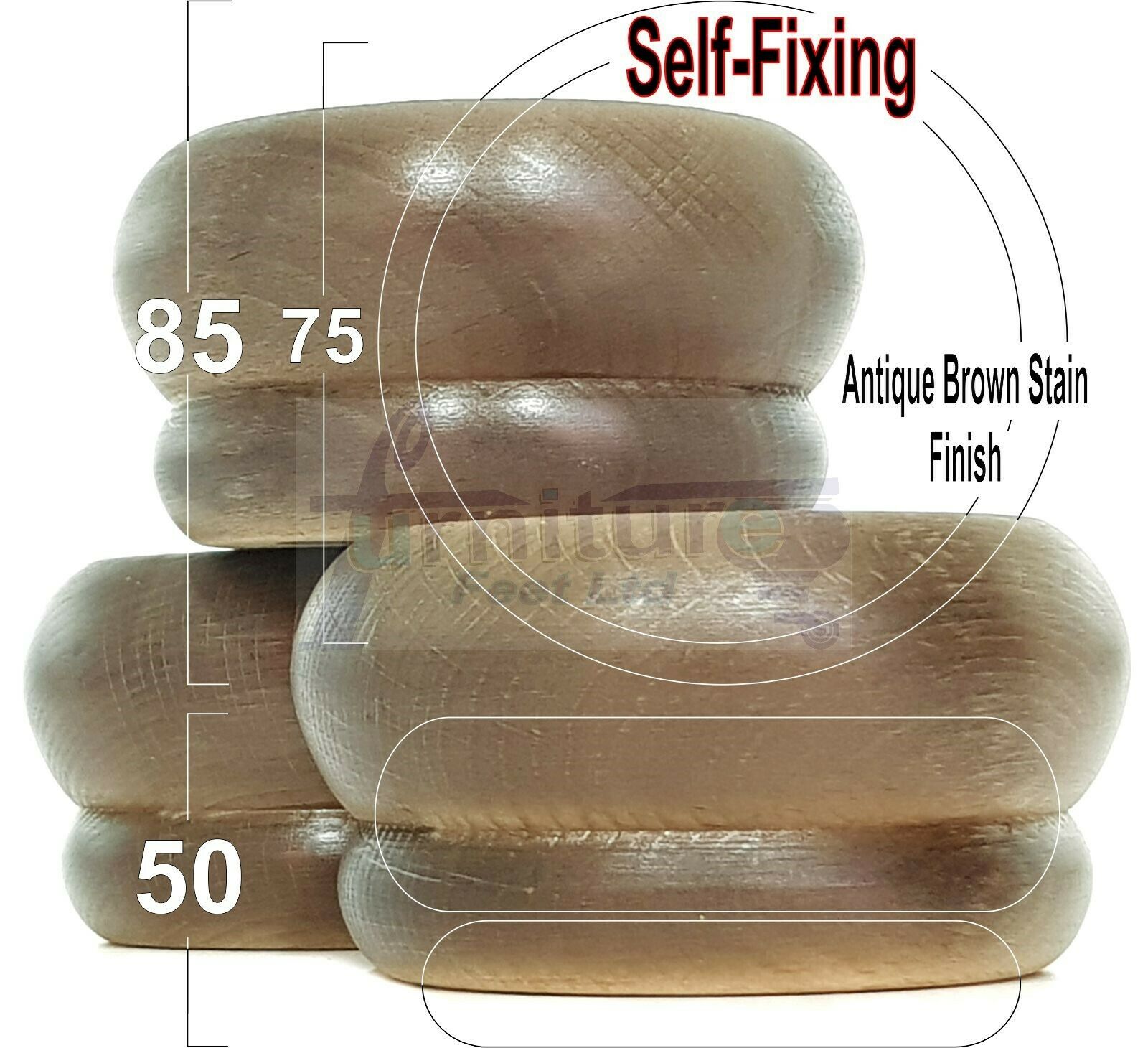 4 Turned Wood Furniture Legs Chair Sofa Stool Bed Replacement Bun Feet 50mm High