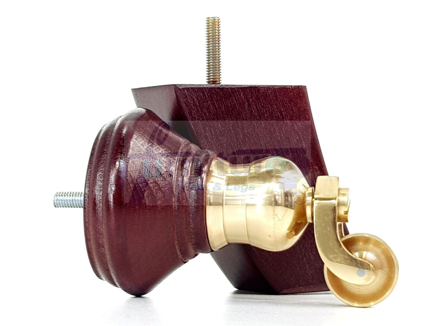 2 Mahogany Wood Furniture Sofa Feet With Castor 125mm & 2 Curved Legs Chair Settee 100mm High M8