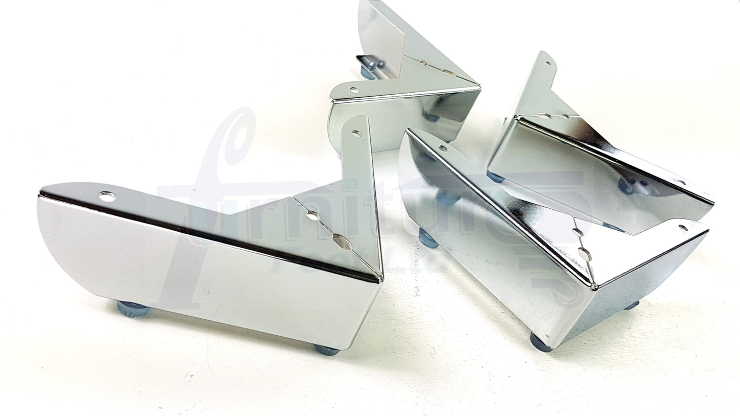4x FURNITURE FEET METAL CHROME FURNITURE LEGS SOFAS CHAIRS STOOLS 50mm HIGH TSP2109 PreDrilled