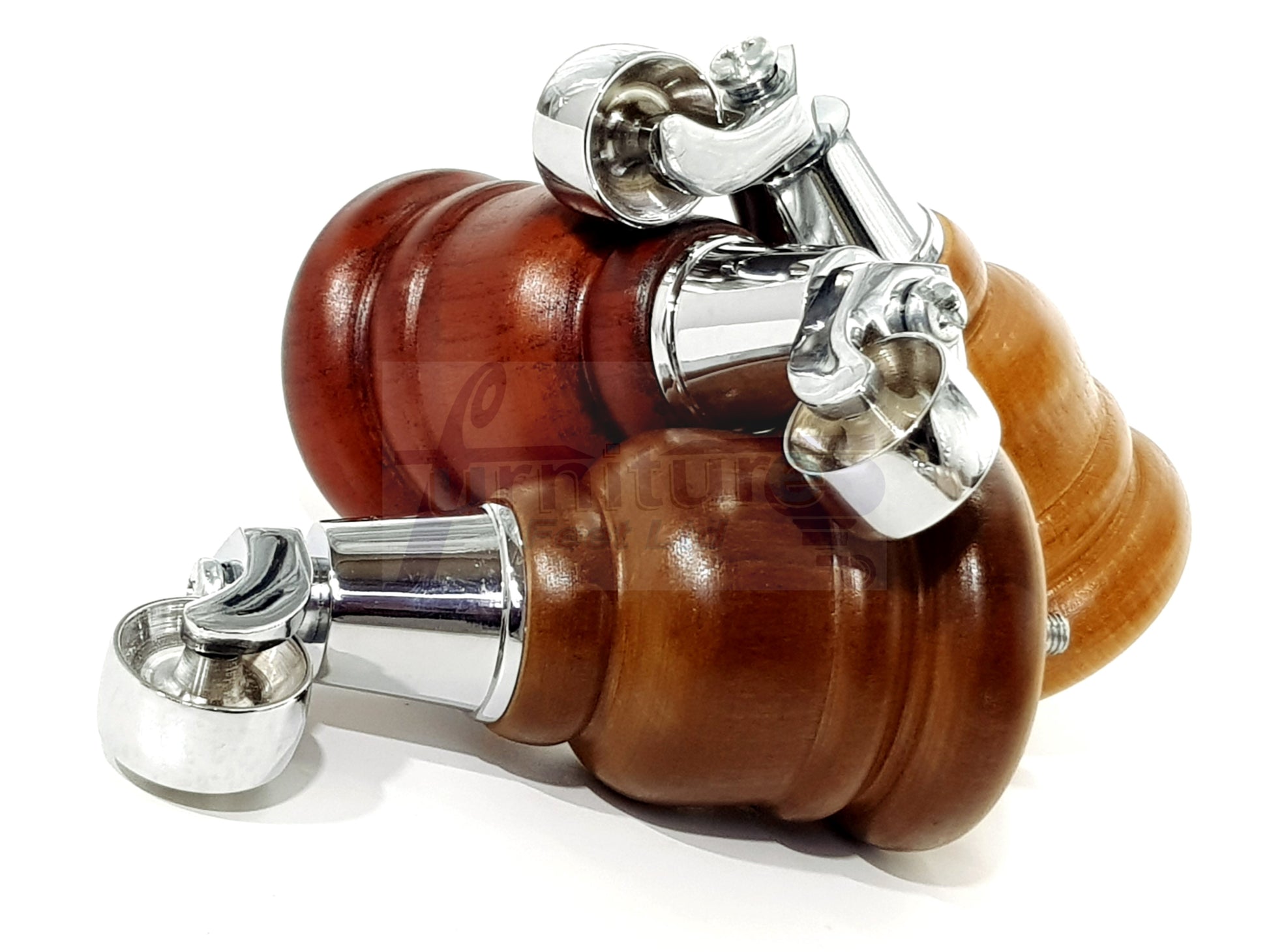 4 Turned Wood Furniture Feet With Chrome Castors 155mm Legs Sofas Chairs Stools Cabinets Beds M8 6 Inches
