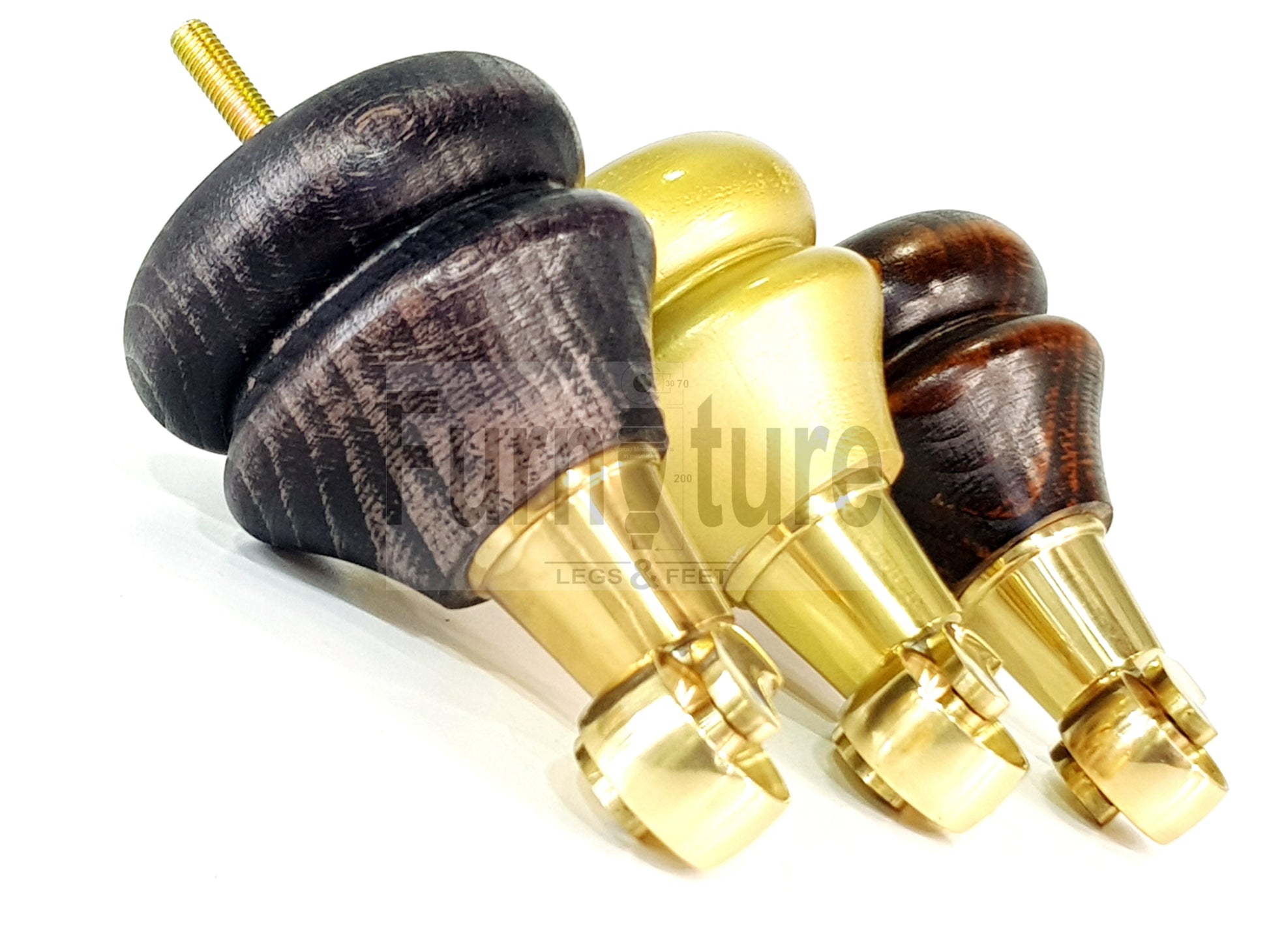 4x Turned Furniture Wood Feet With Brass Castors 140mm Sofas Chairs Settee Cabinets Beds M8(8mm)